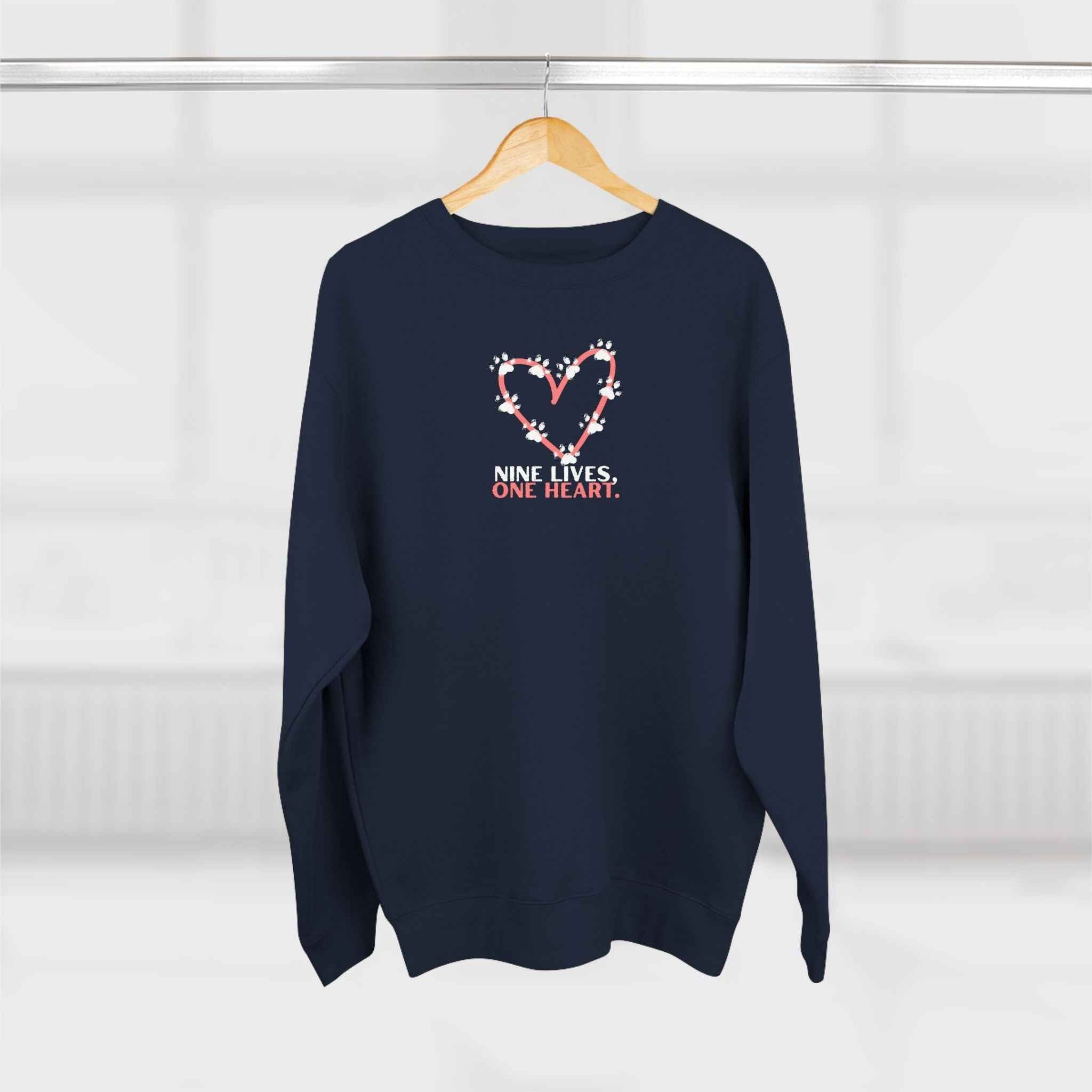 Nine Lives, One Heart – Cat Lover Sweatshirt - Clothing, Unisex, Sweatshirts - EpiAl's Shop