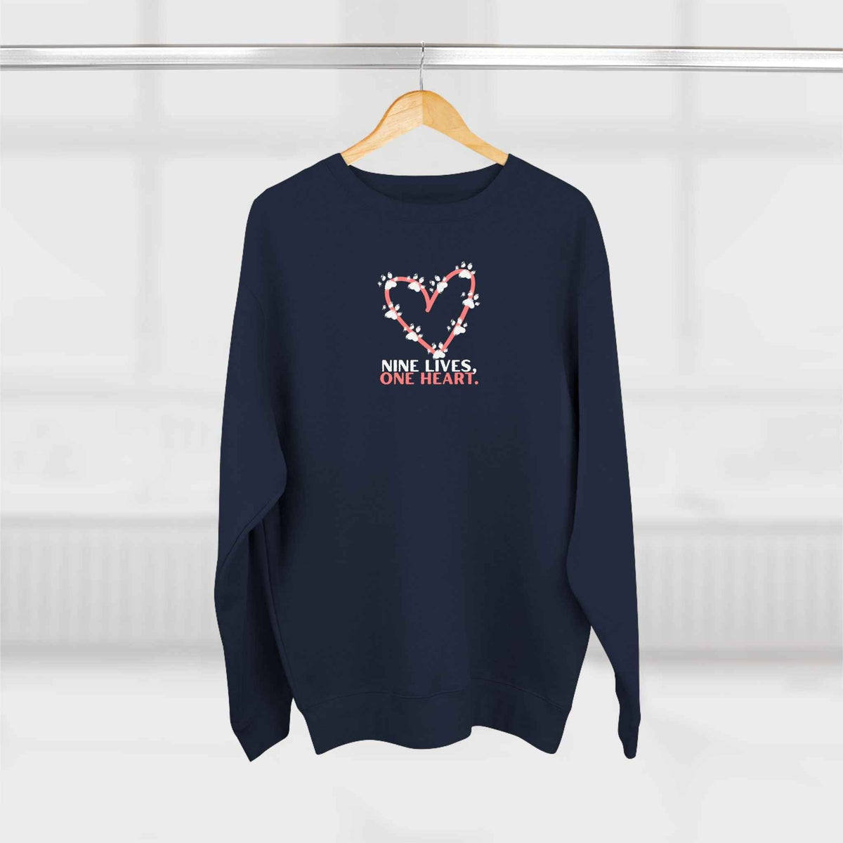 Nine Lives, One Heart – Cat Lover Sweatshirt - Clothing, Unisex, Sweatshirts - EpiAl's Shop