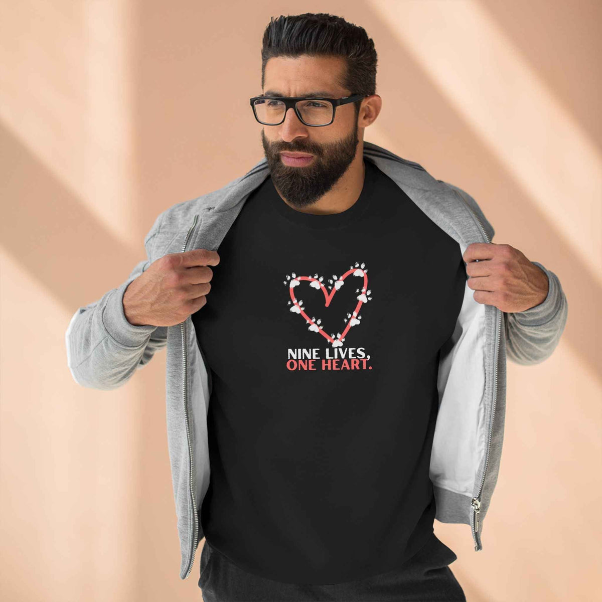 Nine Lives, One Heart – Cat Lover Sweatshirt - Clothing, Unisex, Sweatshirts - EpiAl's Shop