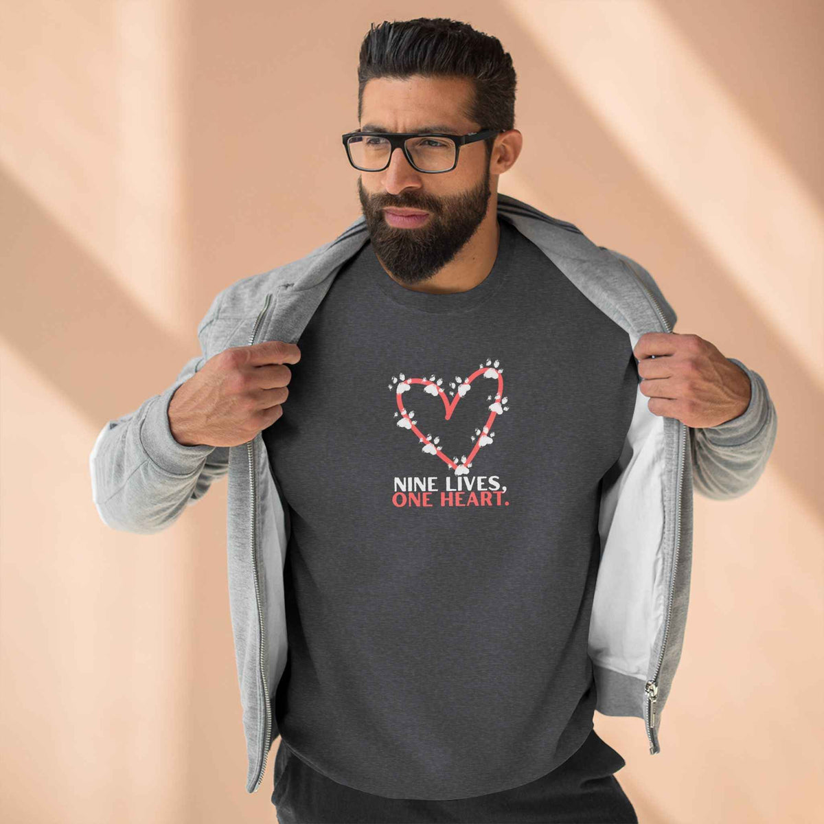 Nine Lives, One Heart – Cat Lover Sweatshirt - Clothing, Unisex, Sweatshirts - EpiAl's Shop