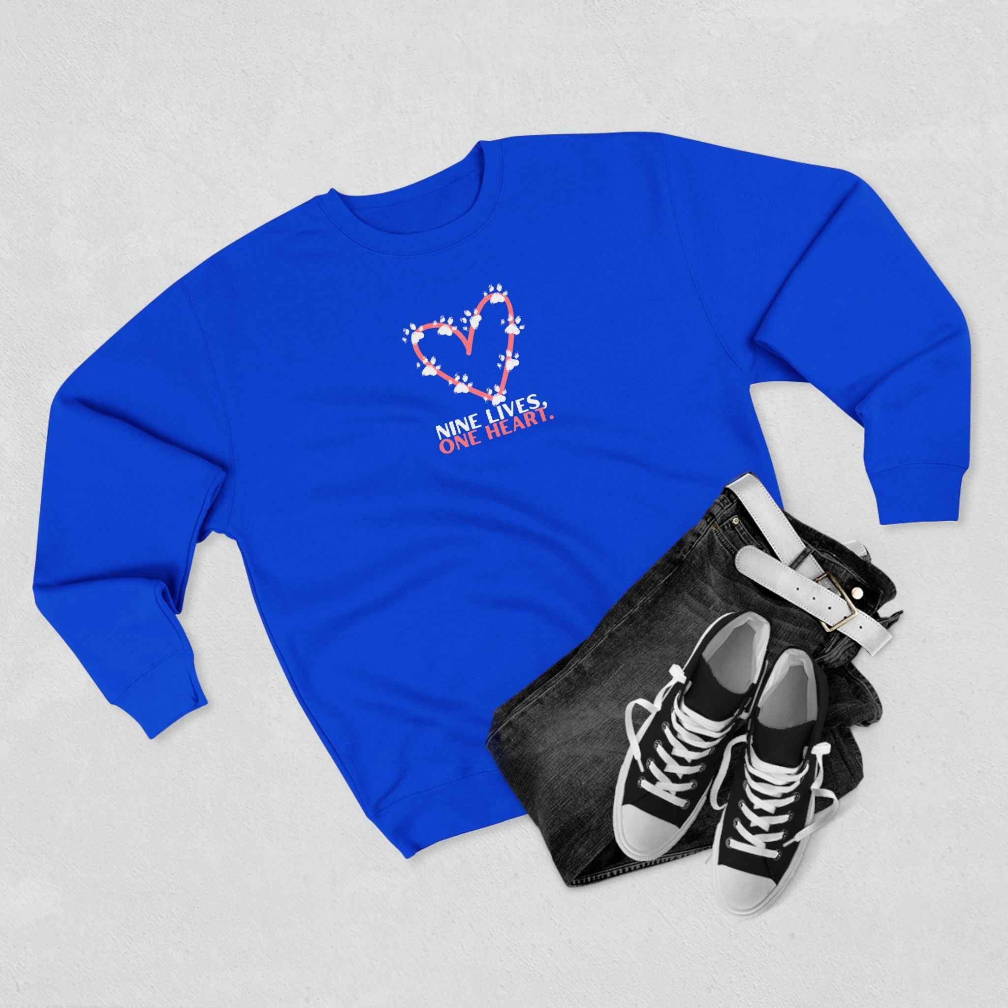 Nine Lives, One Heart – Cat Lover Sweatshirt - Clothing, Unisex, Sweatshirts - EpiAl's Shop