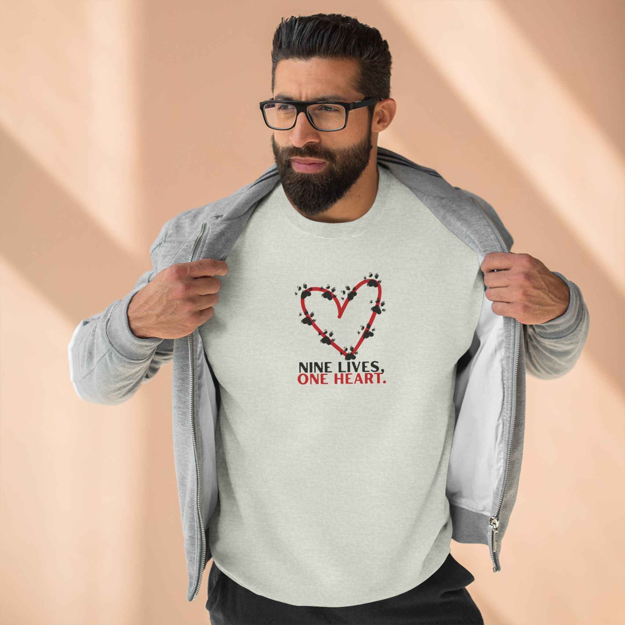 Nine Lives, One Heart – Cat Lover Sweatshirt - Clothing, Unisex, Sweatshirts - EpiAl's Shop