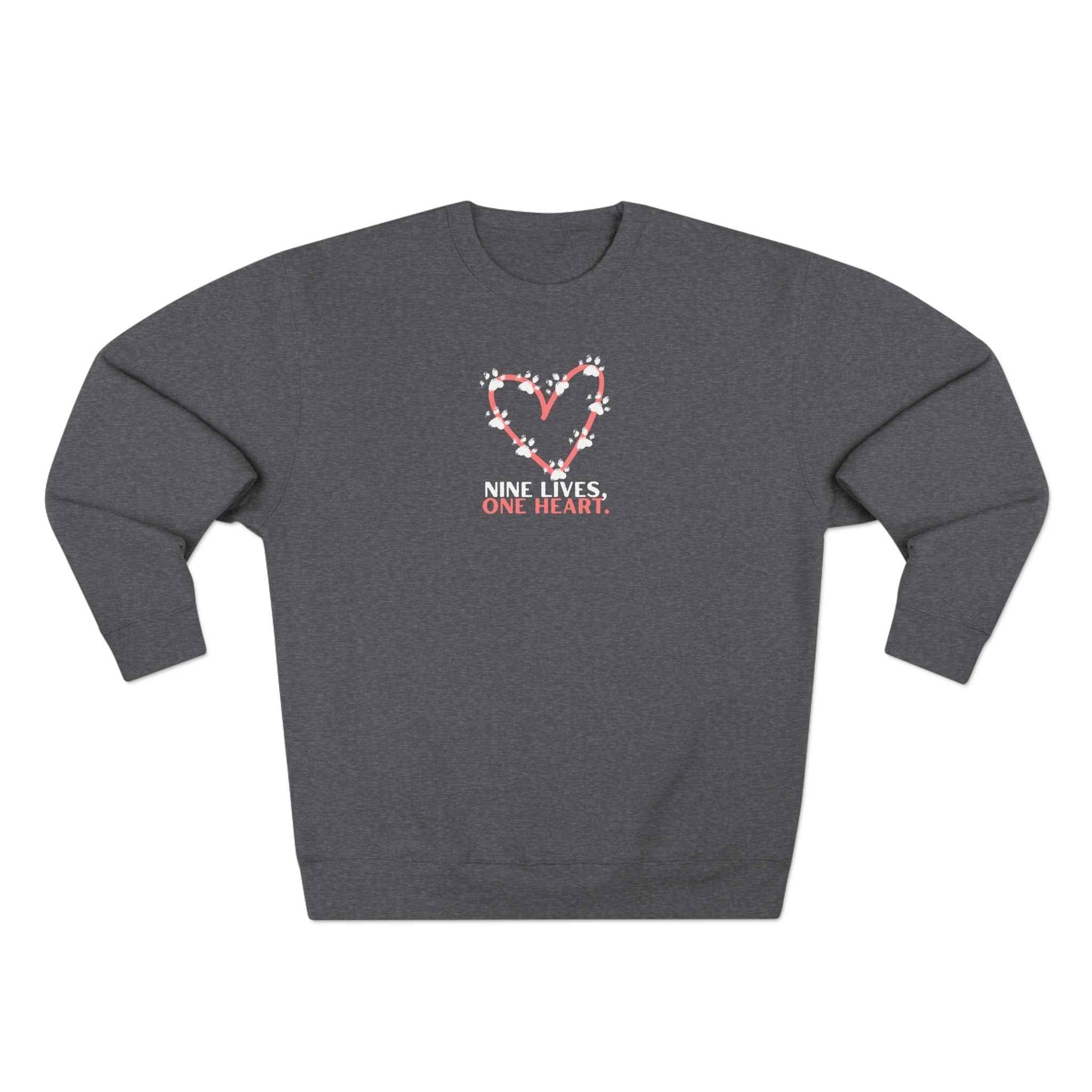 Nine Lives, One Heart – Cat Lover Sweatshirt - Clothing, Unisex, Sweatshirts - EpiAl's Shop