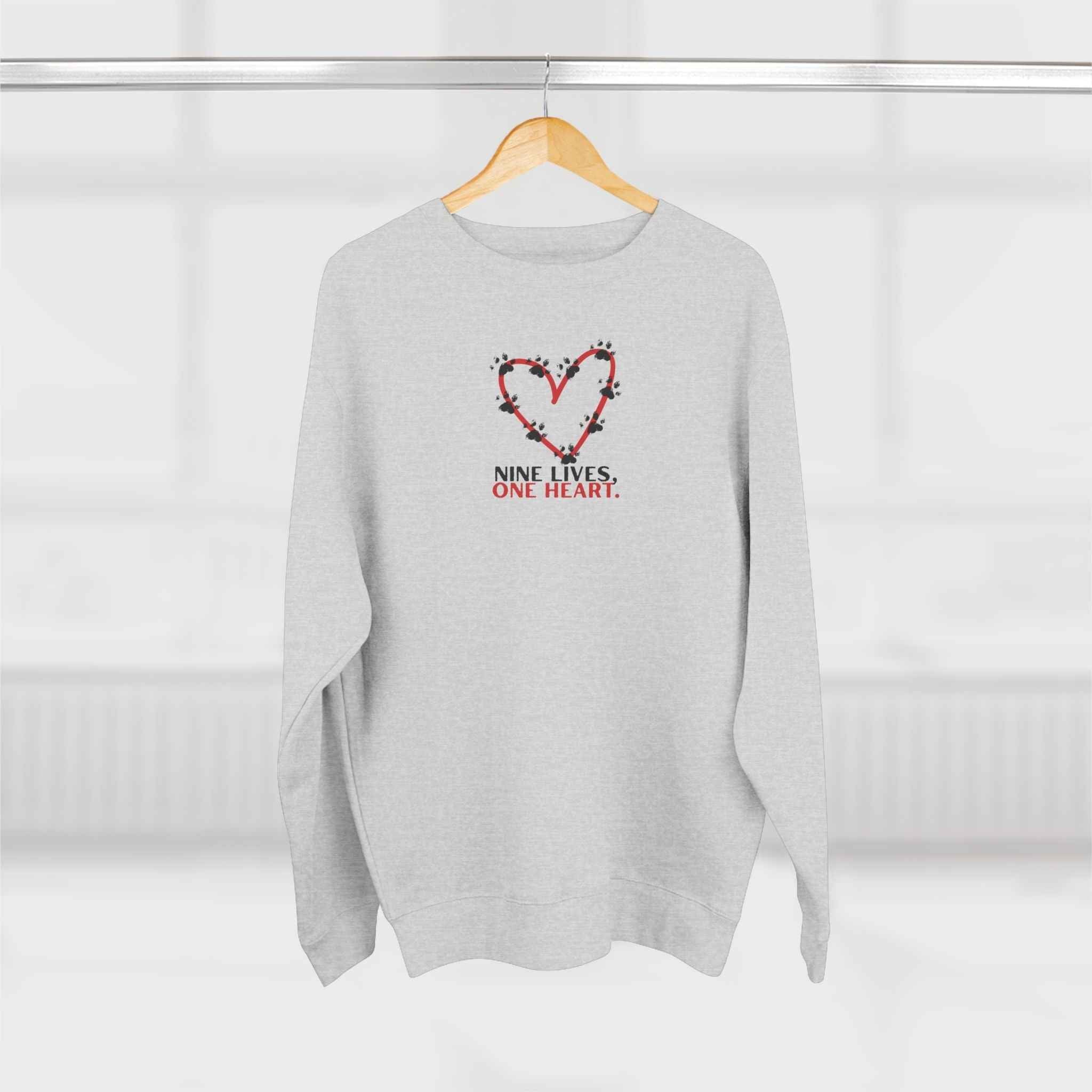 Nine Lives, One Heart – Cat Lover Sweatshirt - Clothing, Unisex, Sweatshirts - EpiAl's Shop