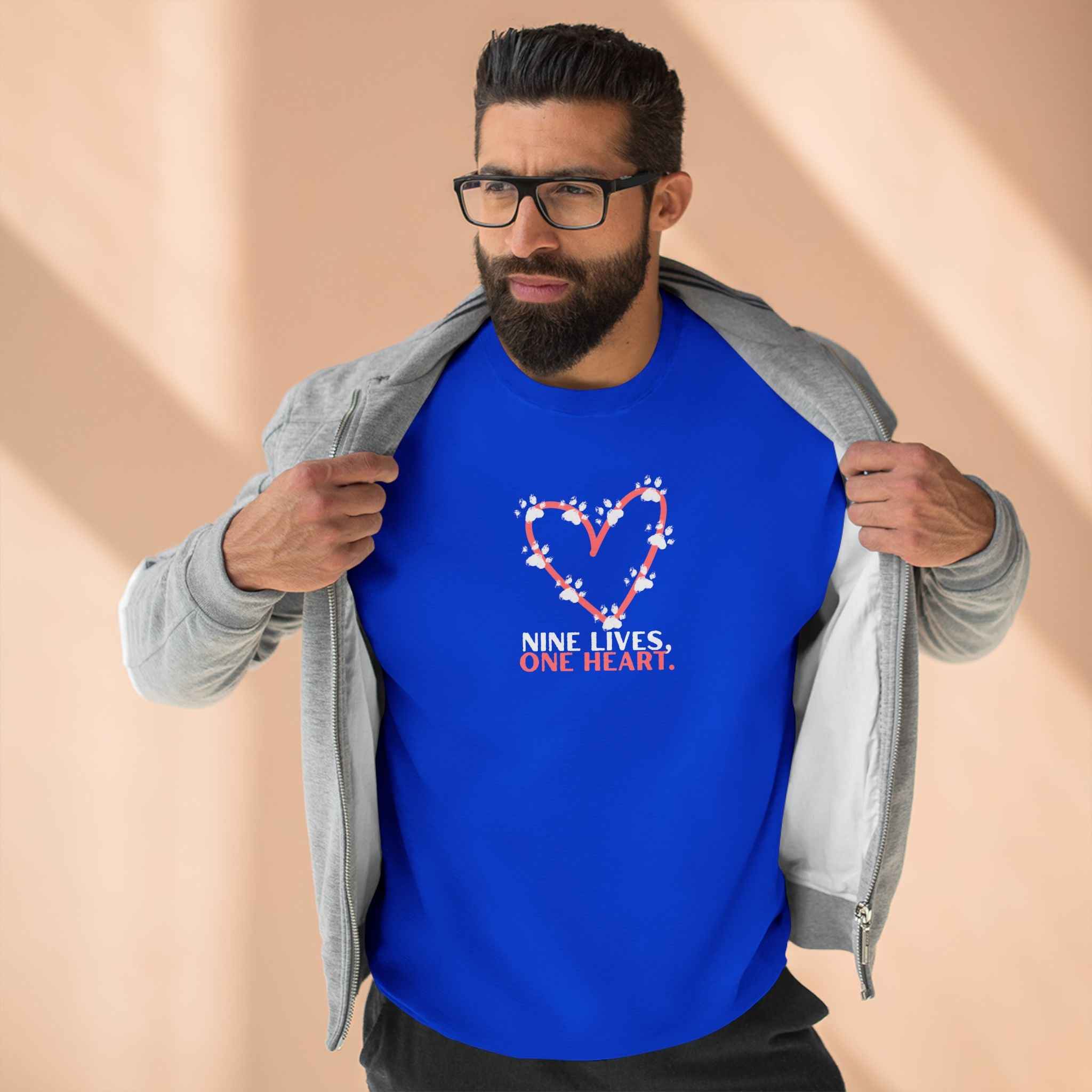 Nine Lives, One Heart – Cat Lover Sweatshirt - Clothing, Unisex, Sweatshirts - EpiAl's Shop