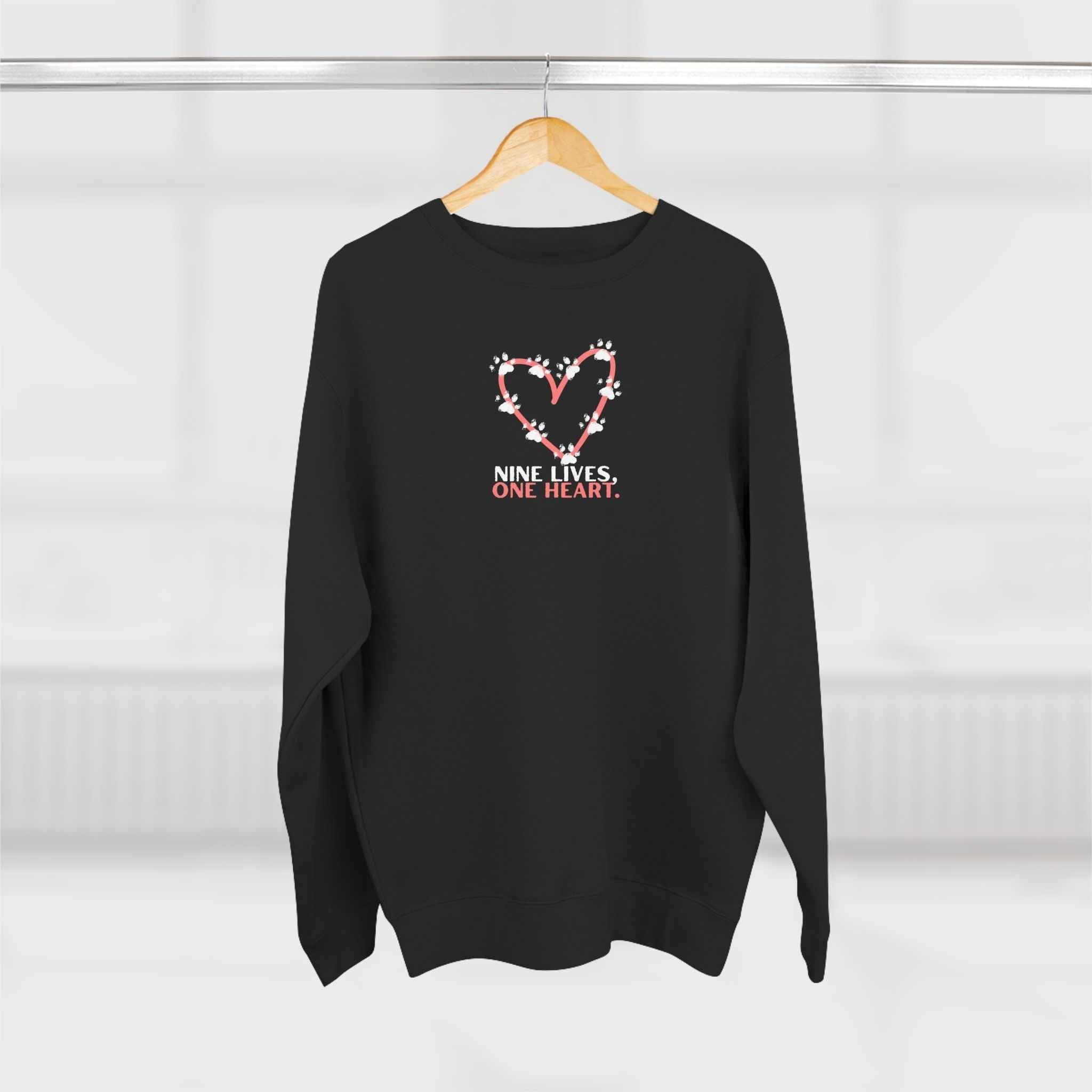Nine Lives, One Heart – Cat Lover Sweatshirt - Clothing, Unisex, Sweatshirts - EpiAl's Shop