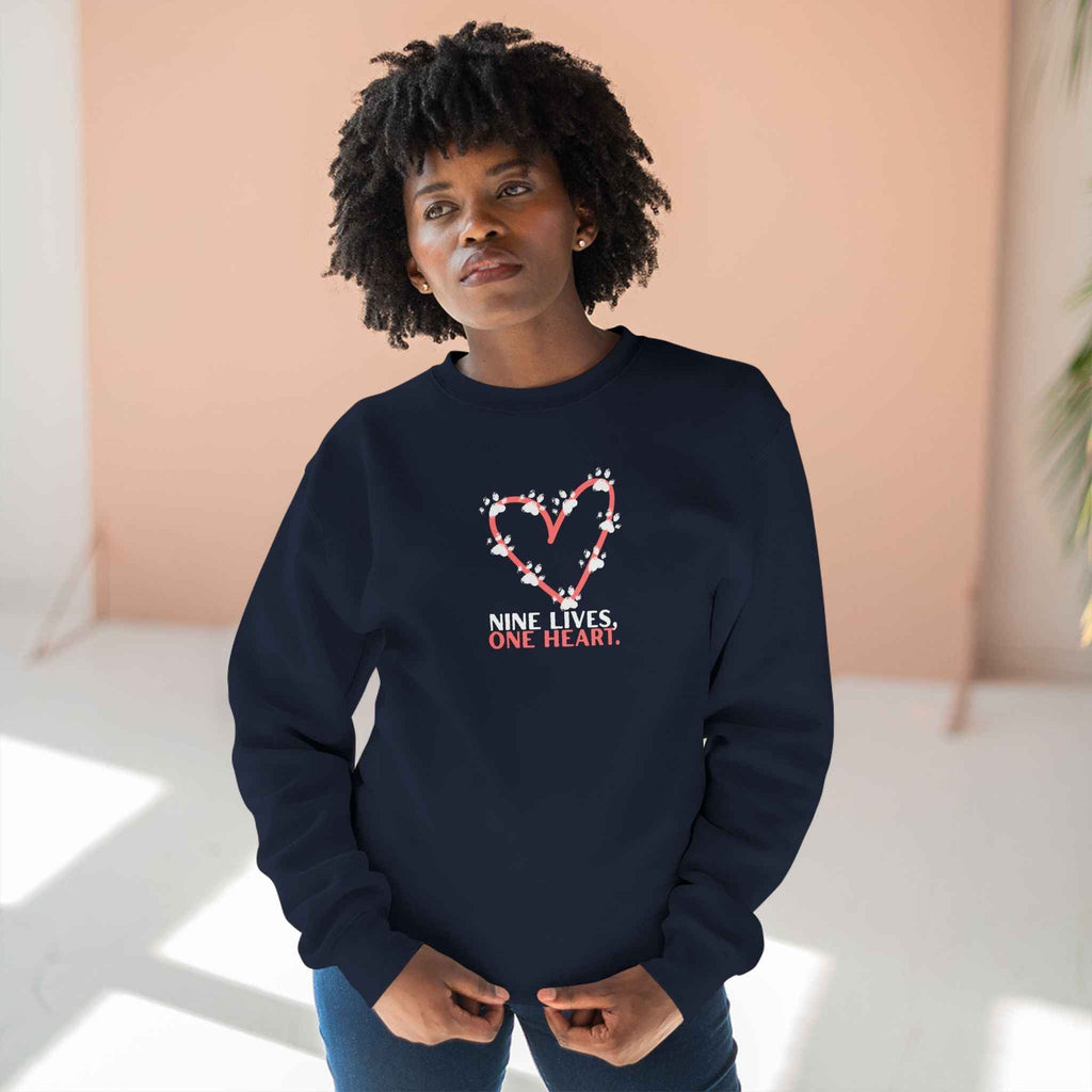 Nine Lives, One Heart – Cat Lover Sweatshirt - Clothing, Unisex, Sweatshirts - EpiAl's Shop