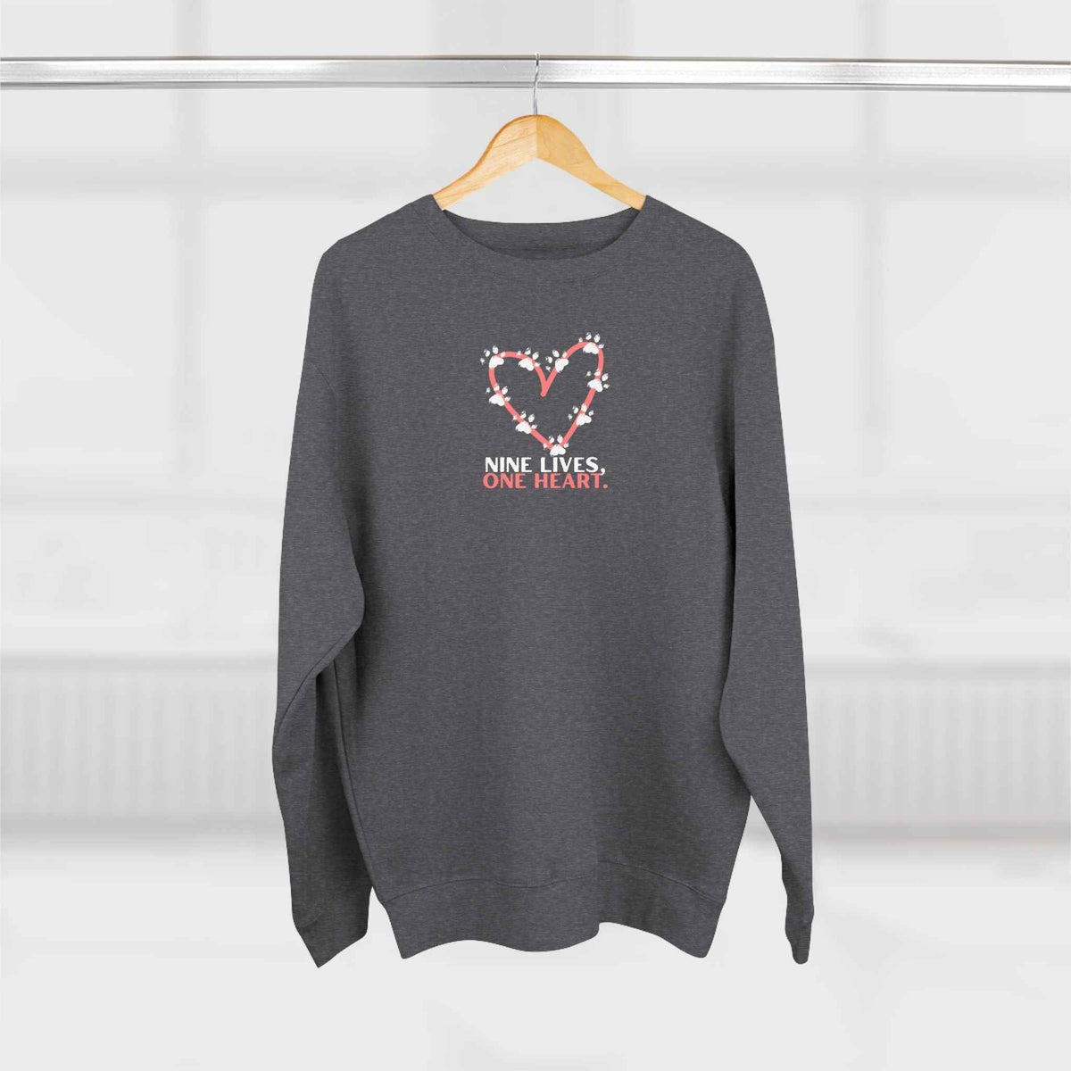 Nine Lives, One Heart – Cat Lover Sweatshirt - Clothing, Unisex, Sweatshirts - EpiAl's Shop