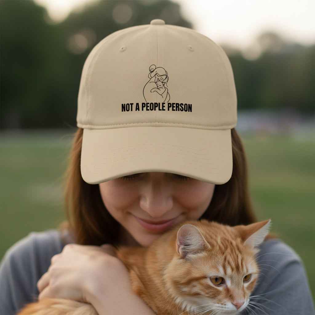 “Not a People Person” Cat Line Art Hat – Low Profile Cotton Cap (Unbothered Edition) - Hats, Baseball & Trucker - EpiAl's Shop