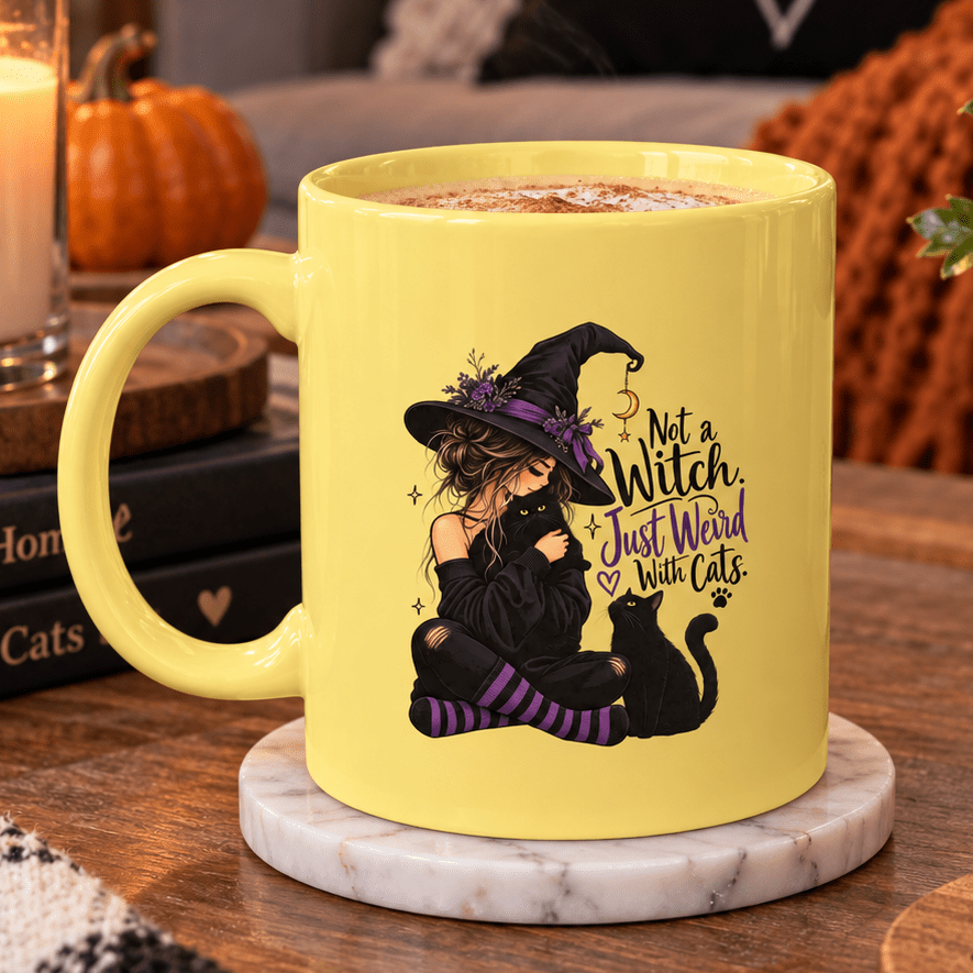 Not a Witch, Just Weird With Cats Halloween Coffee Mug - Drinkware, Coffee Mugs - EpiAl's Shop