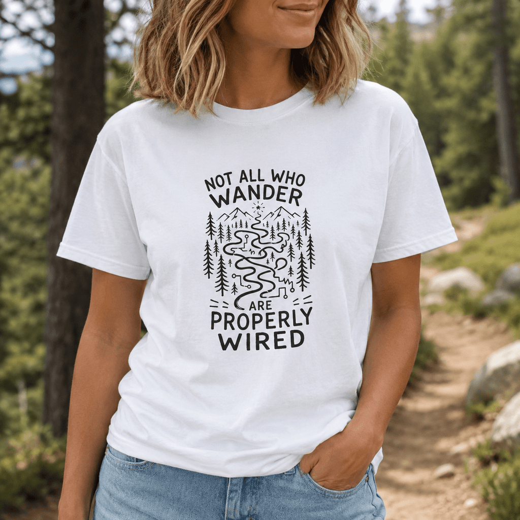 Not All Who Wander Are Properly Wired Epilepsy Awareness T-Shirt - Clothing, Unisex, T-Shirts - EpiAl's Shop