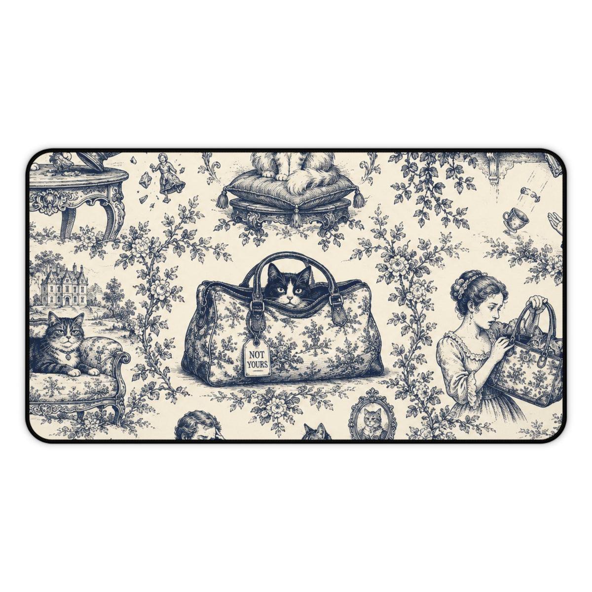 Not Yours Cat Toile Desk Mat - Pads, Mouse & Desk - EpiAl's Shop