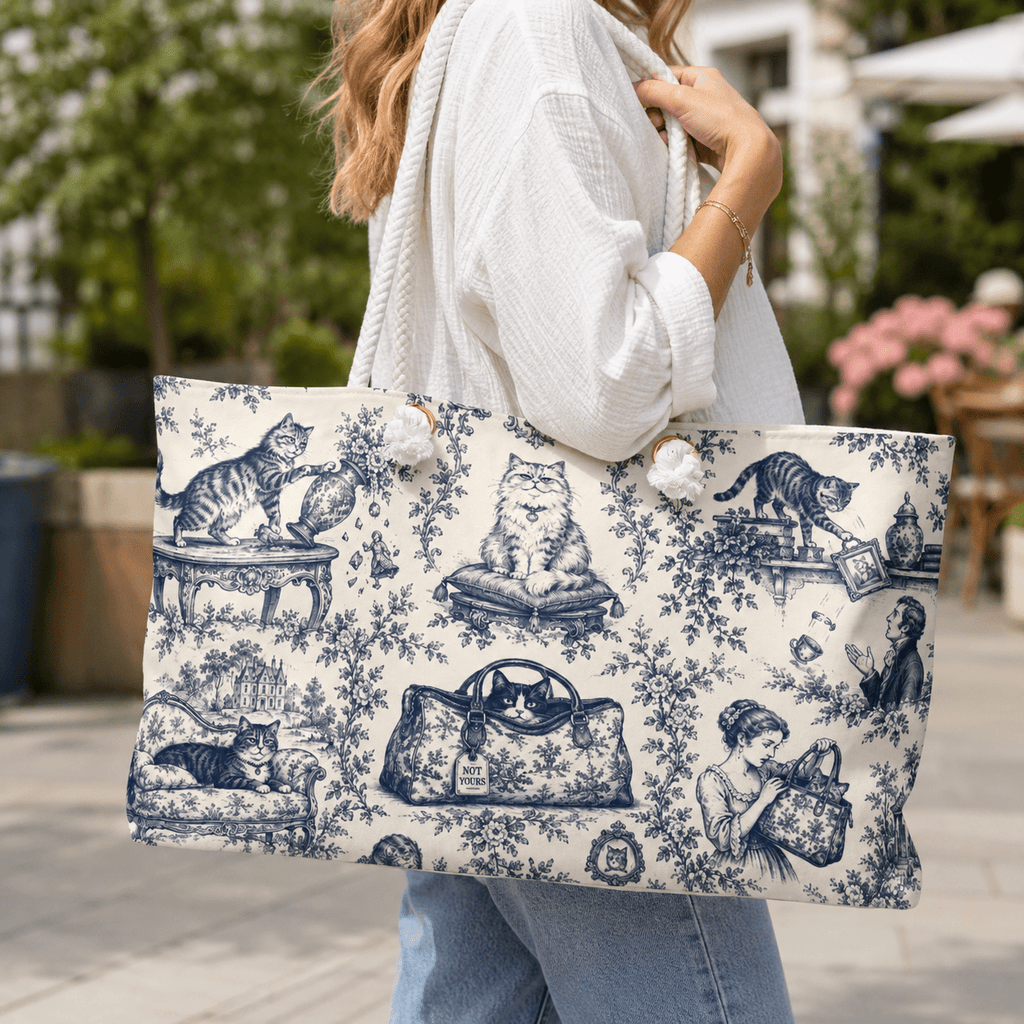 Not Yours Cat Toile Weekender Bag - Bags, Weekender - EpiAl's Shop