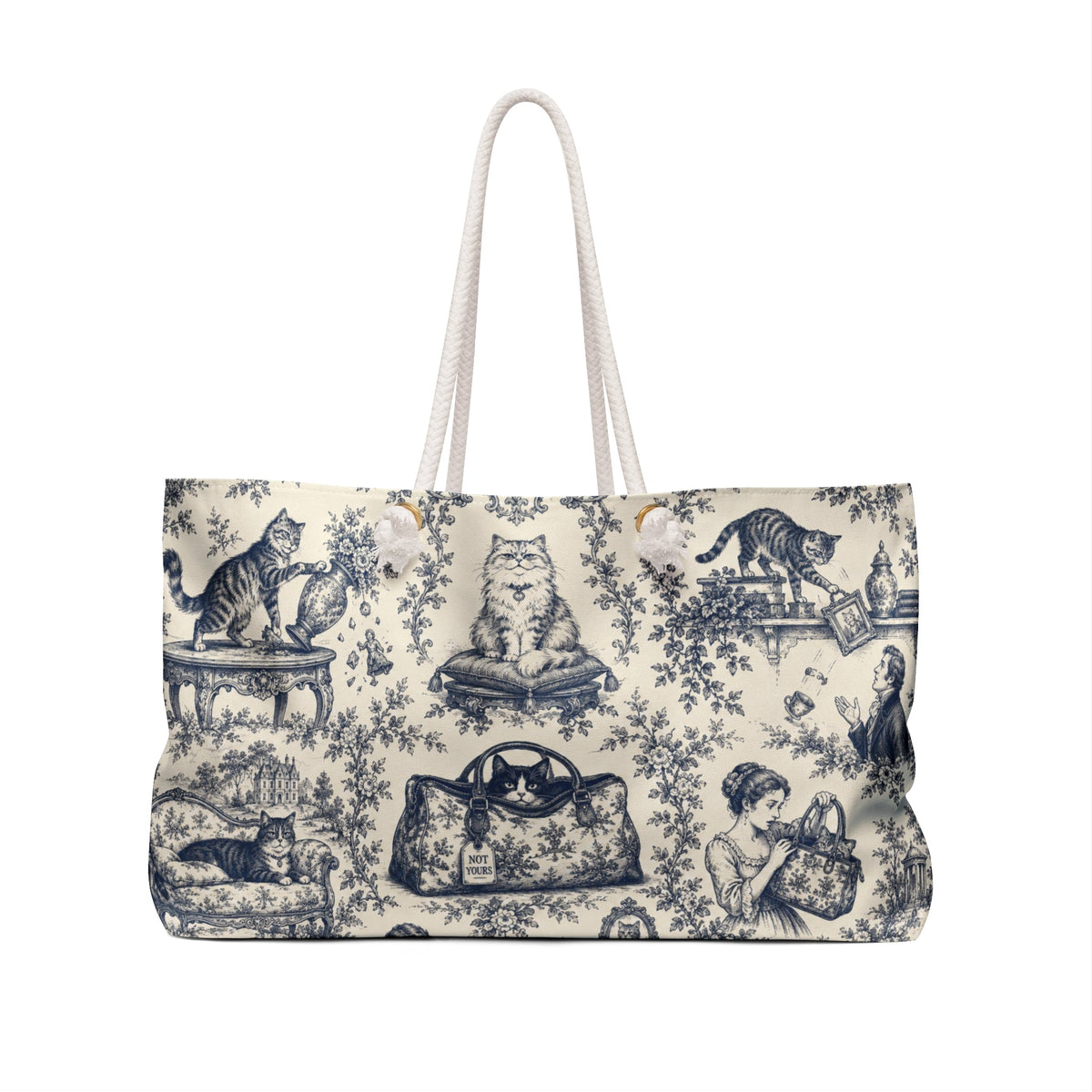 Not Yours Cat Toile Weekender Bag - Bags, Weekender - EpiAl's Shop