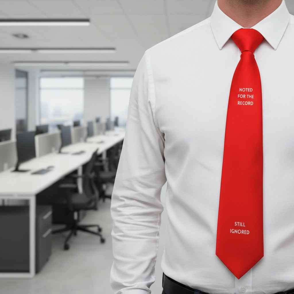 Noted for the Record / Still Ignored Red Necktie – Political Statement Tie - Clothing, Men, Neckties - EpiAl's Shop