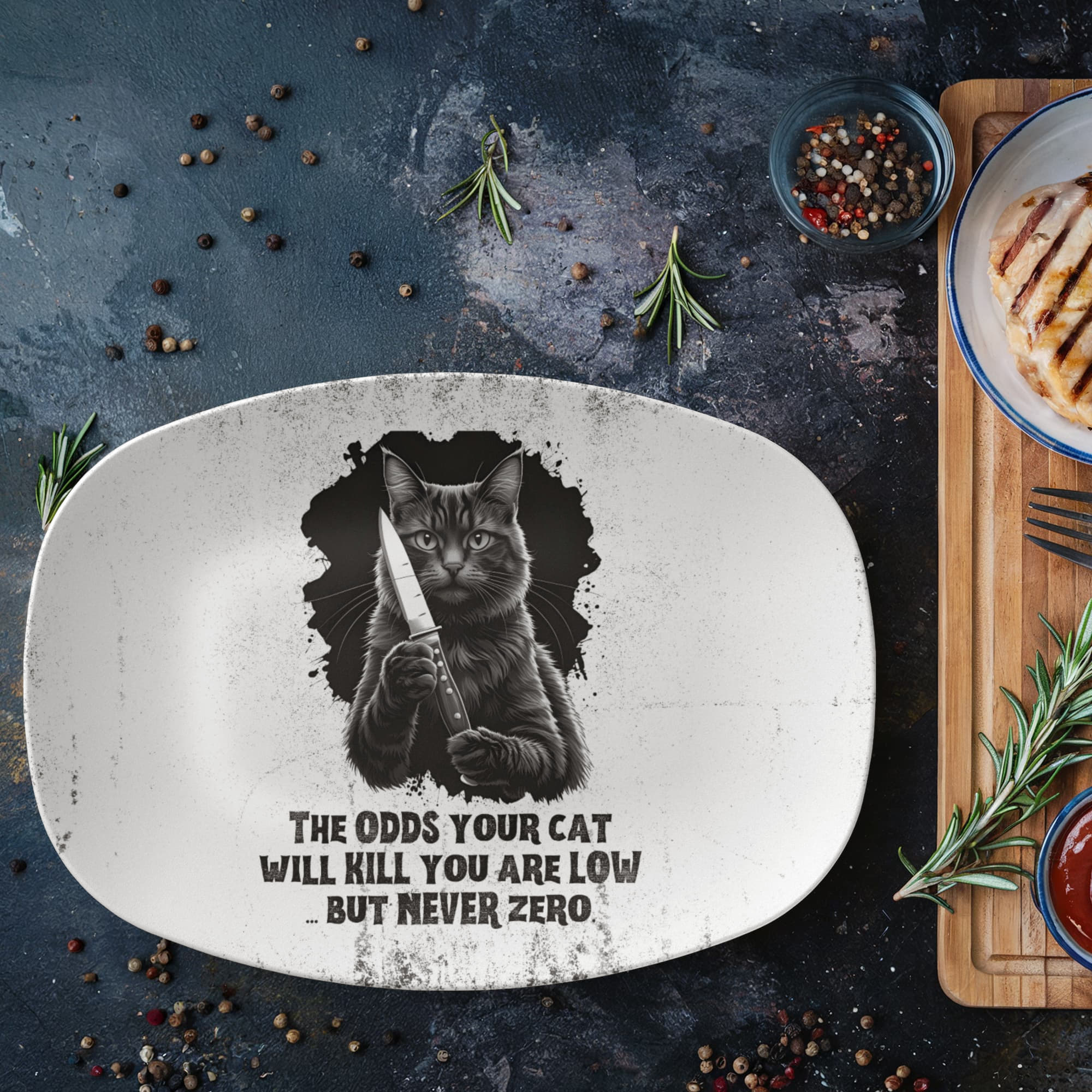 Odds Your Cat Will Kill You Collectible Platter - Decor, Kitchen & Dining, Serving Platters - EpiAl's Shop