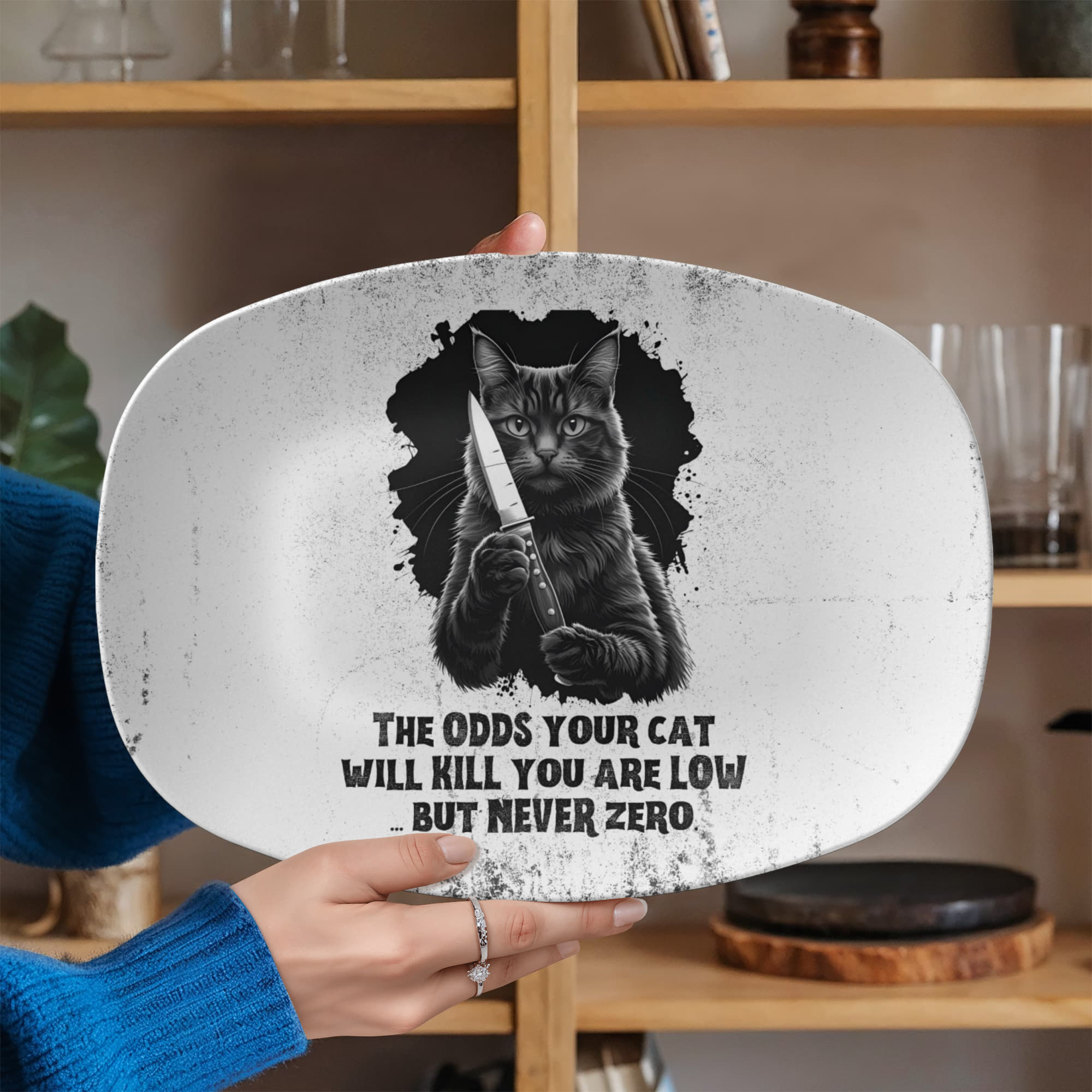 Odds Your Cat Will Kill You Collectible Platter - Decor, Kitchen & Dining, Serving Platters - EpiAl's Shop