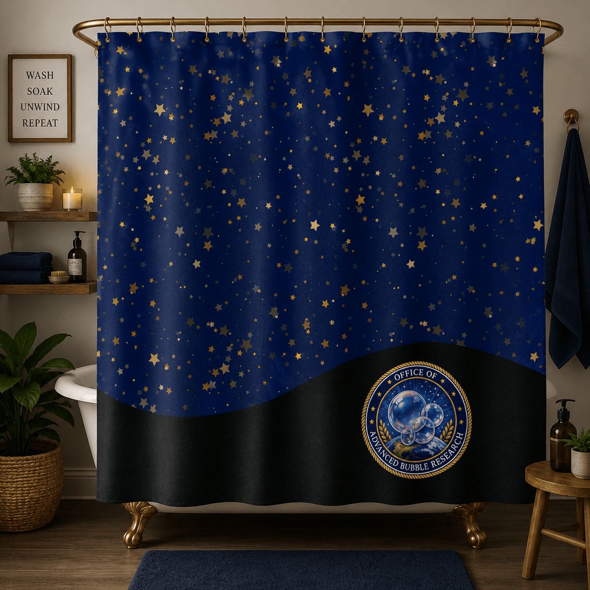 Office of Advanced Bubble Research Shower Curtain | Celestial Bubble Bathroom Decor - Decor, Curtains, Shower - EpiAl's Shop