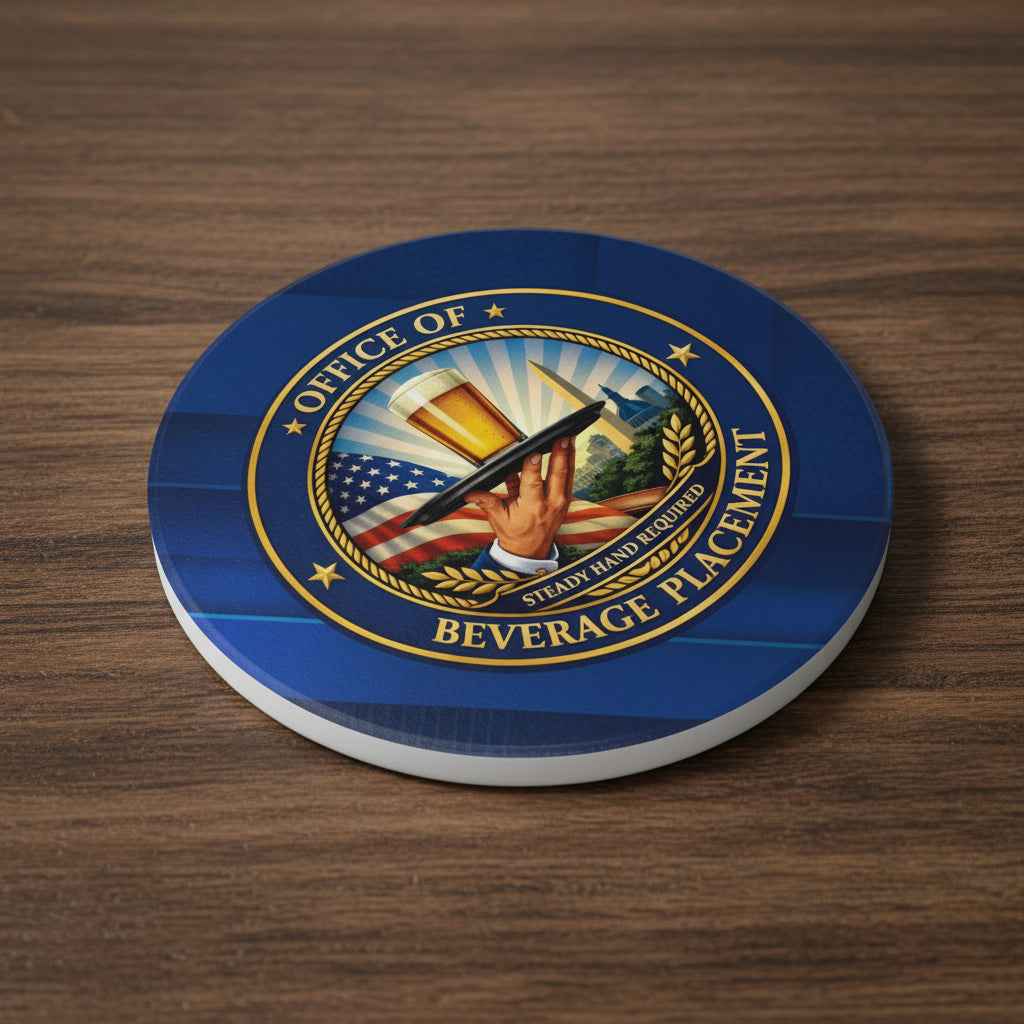 Office of Beverage Placement Coaster – “Steady Hand Required” Ceramic Coaster (Round or Square) - Decor, Coasters - EpiAl's Shop