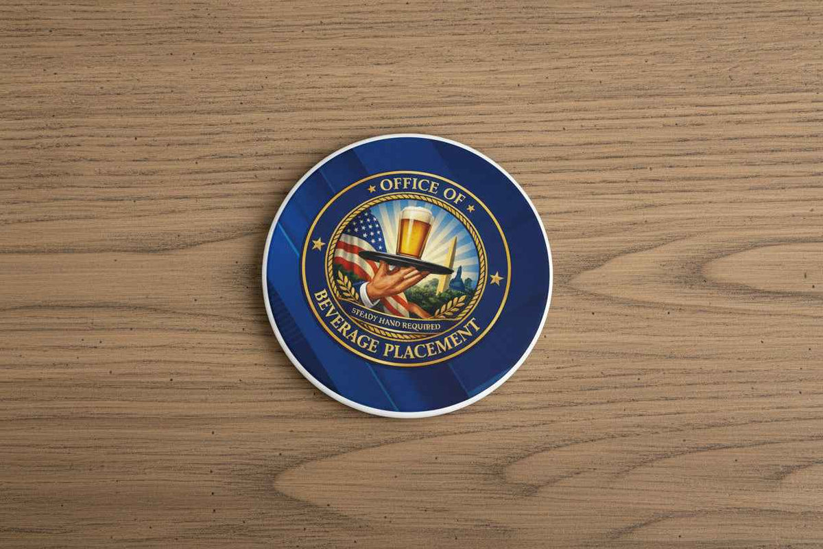 Office of Beverage Placement Coaster – “Steady Hand Required” Ceramic Coaster (Round or Square) - Decor, Coasters - EpiAl's Shop