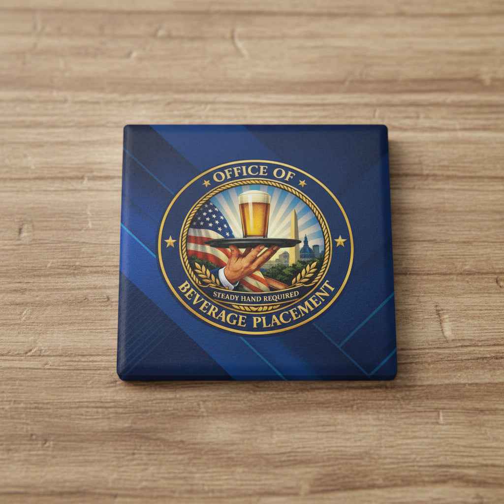 Office of Beverage Placement Coaster – “Steady Hand Required” Ceramic Coaster (Round or Square) - Decor, Coasters - EpiAl's Shop