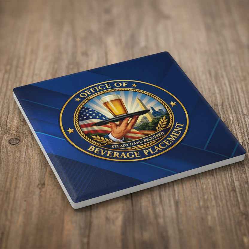 Office of Beverage Placement Coaster – “Steady Hand Required” Ceramic Coaster (Round or Square) - Decor, Coasters - EpiAl's Shop