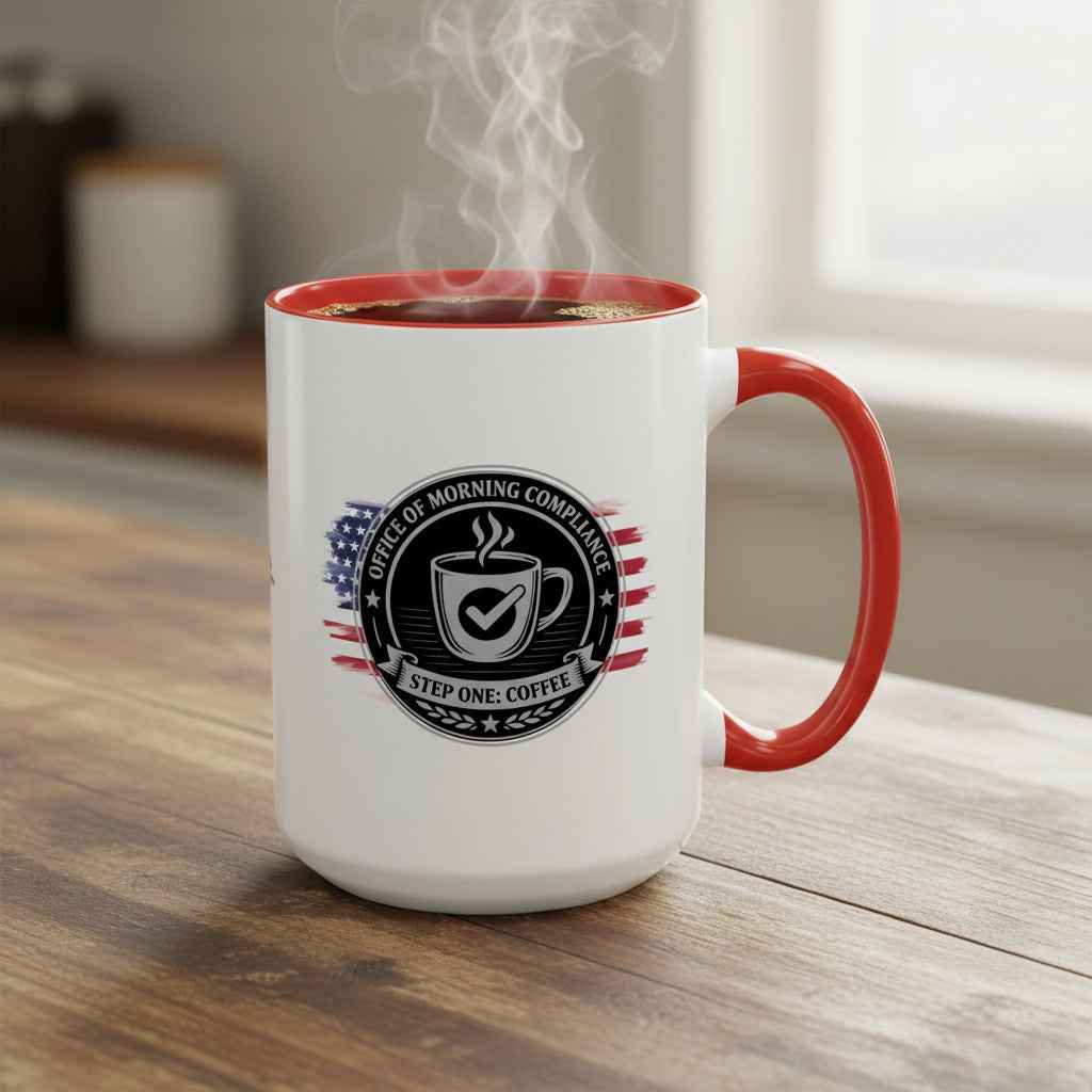 Office of Morning Compliance Coffee Mug – “Step One: Coffee” Official Seal Cup - Drinkware, Coffee Mugs - EpiAl's Shop
