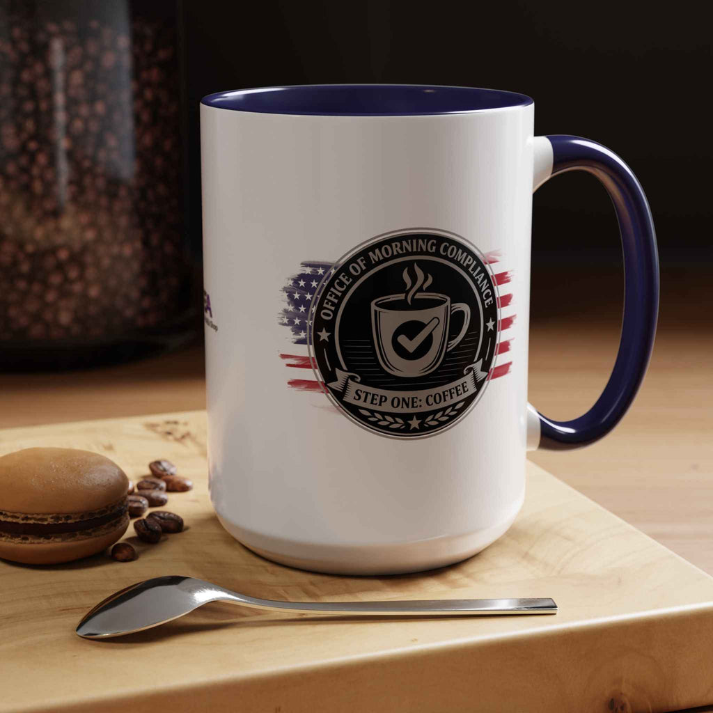 Office of Morning Compliance Coffee Mug – “Step One: Coffee” Official Seal Cup - Drinkware, Coffee Mugs - EpiAl's Shop