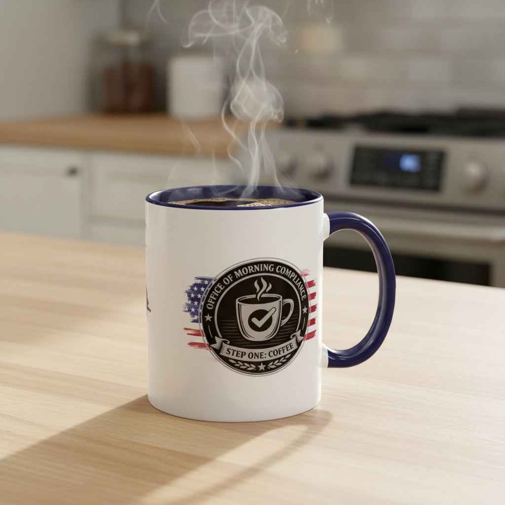 Office of Morning Compliance Coffee Mug – “Step One: Coffee” Official Seal Cup - Drinkware, Coffee Mugs - EpiAl's Shop
