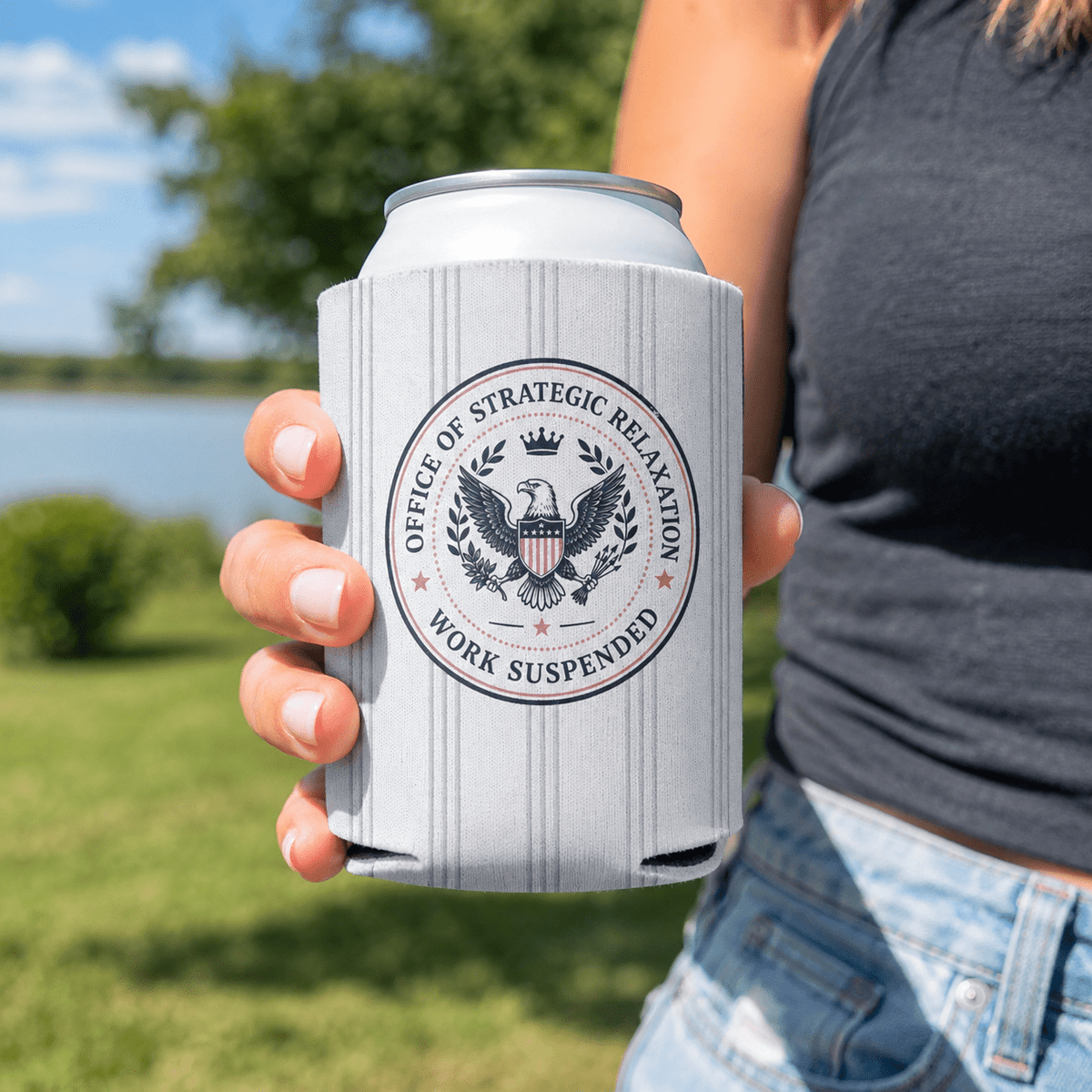 Office of Strategic Relaxation Can Cooler | Work Suspended Funny Koozie - Koozies, Can & Bottle - EpiAl's Shop