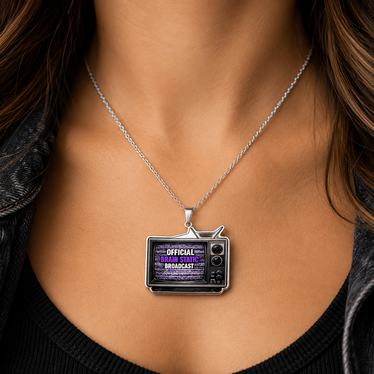 Official Brain Static Broadcast Retro TV Necklace | Epilepsy Awareness Pendant - Jewelry, Necklaces - EpiAl's Shop
