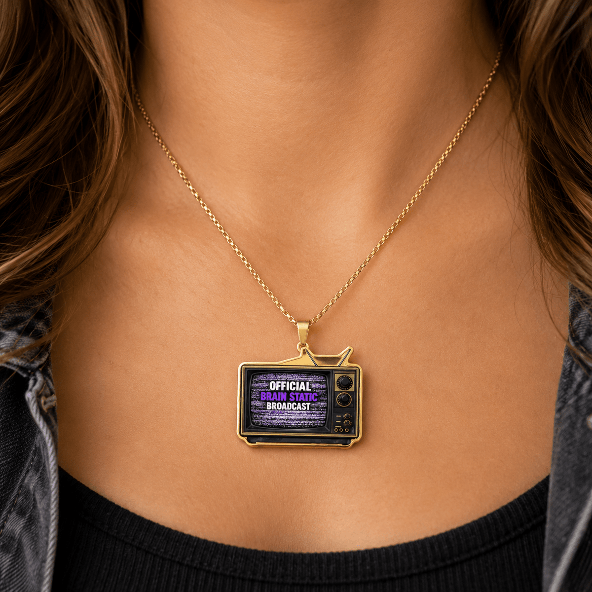 Official Brain Static Broadcast Retro TV Necklace | Epilepsy Awareness Pendant - Jewelry, Necklaces - EpiAl's Shop