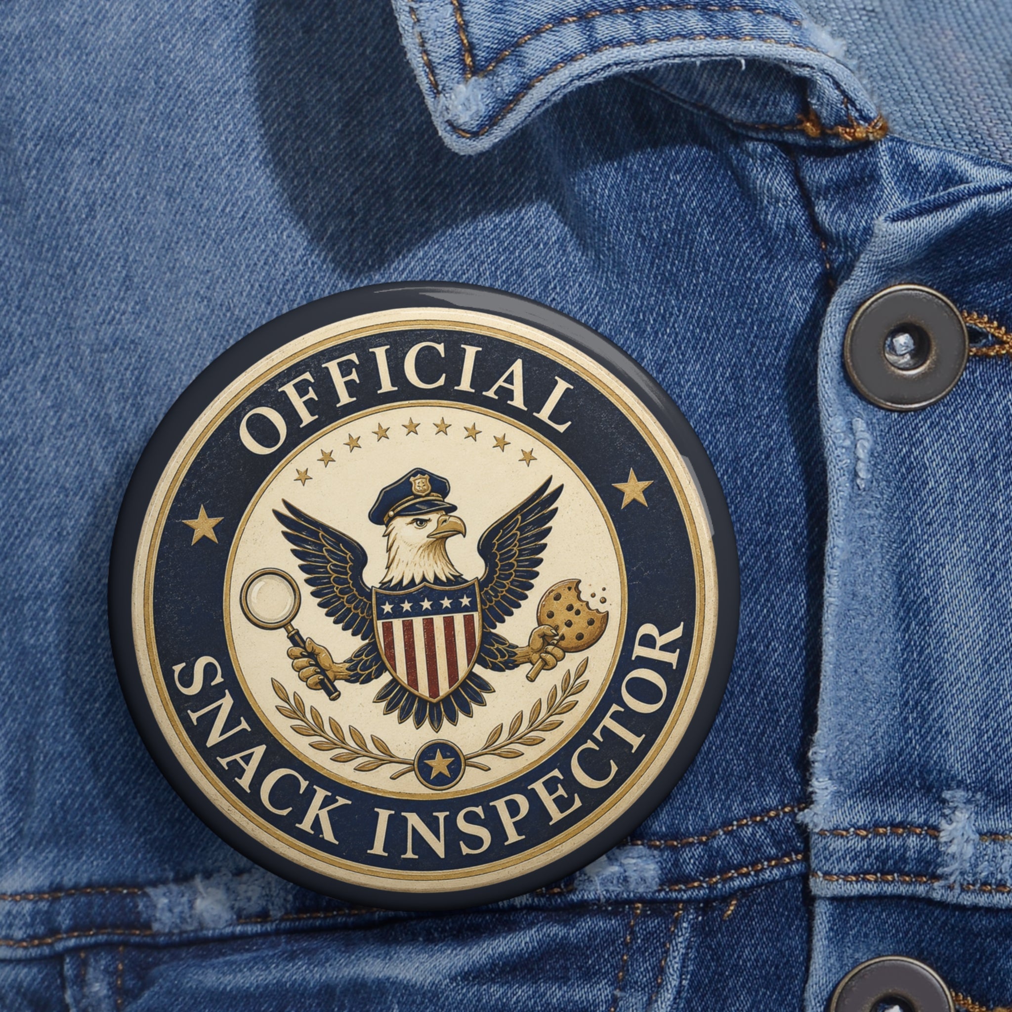 Official Snack Inspector Pinback Button - Buttons, Pinback - EpiAl's Shop