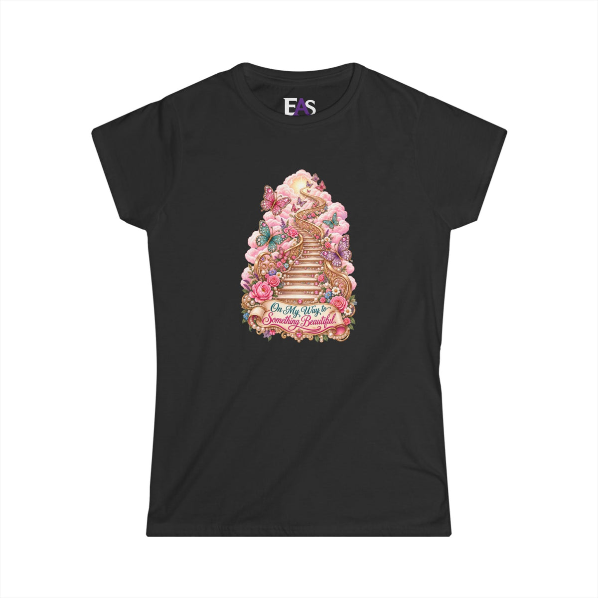 On My Way to Something Beautiful Women’s T-Shirt | Butterfly Stairway Country Glam Tee - Clothing, Women, T-Shirts - EpiAl's Shop