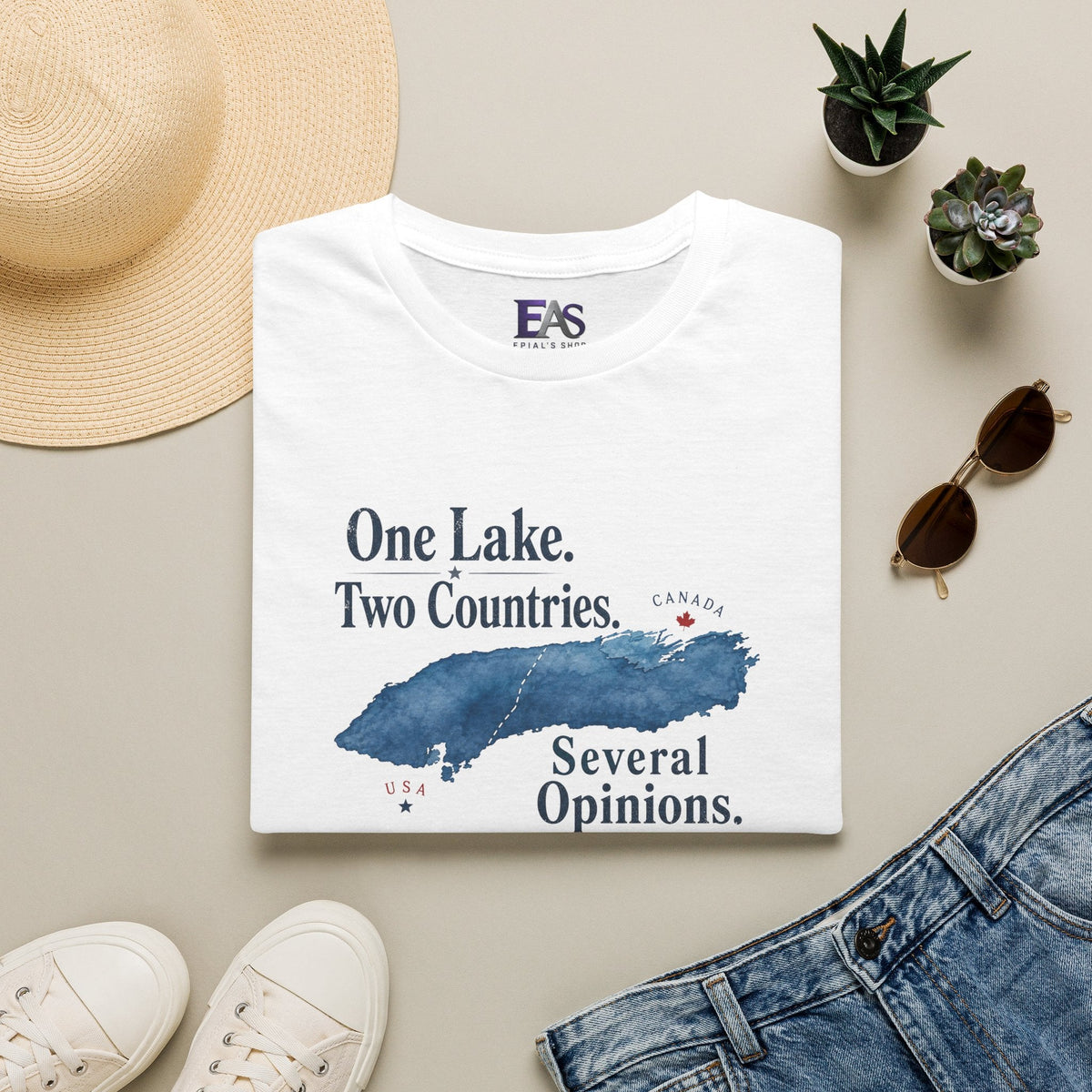 One Lake. Two Countries. Several Opinions. Lake Ontario Humor T-Shirt - Clothing, Unisex, T-Shirts - EpiAl's Shop