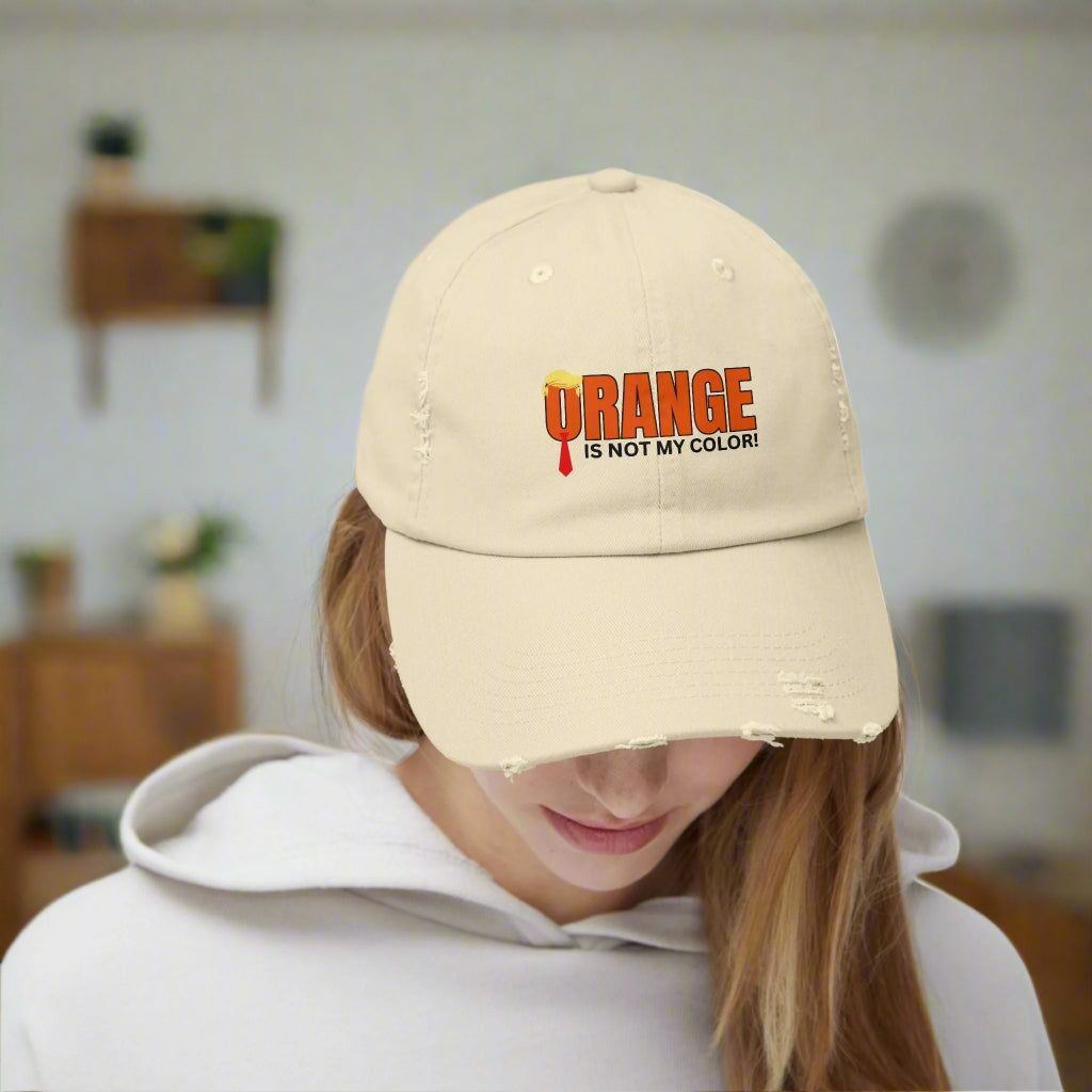 Orange is Not My Color Unisex Distressed Cap - Fun Statement Hat - Hats, Baseball & Trucker - EpiAl's Shop