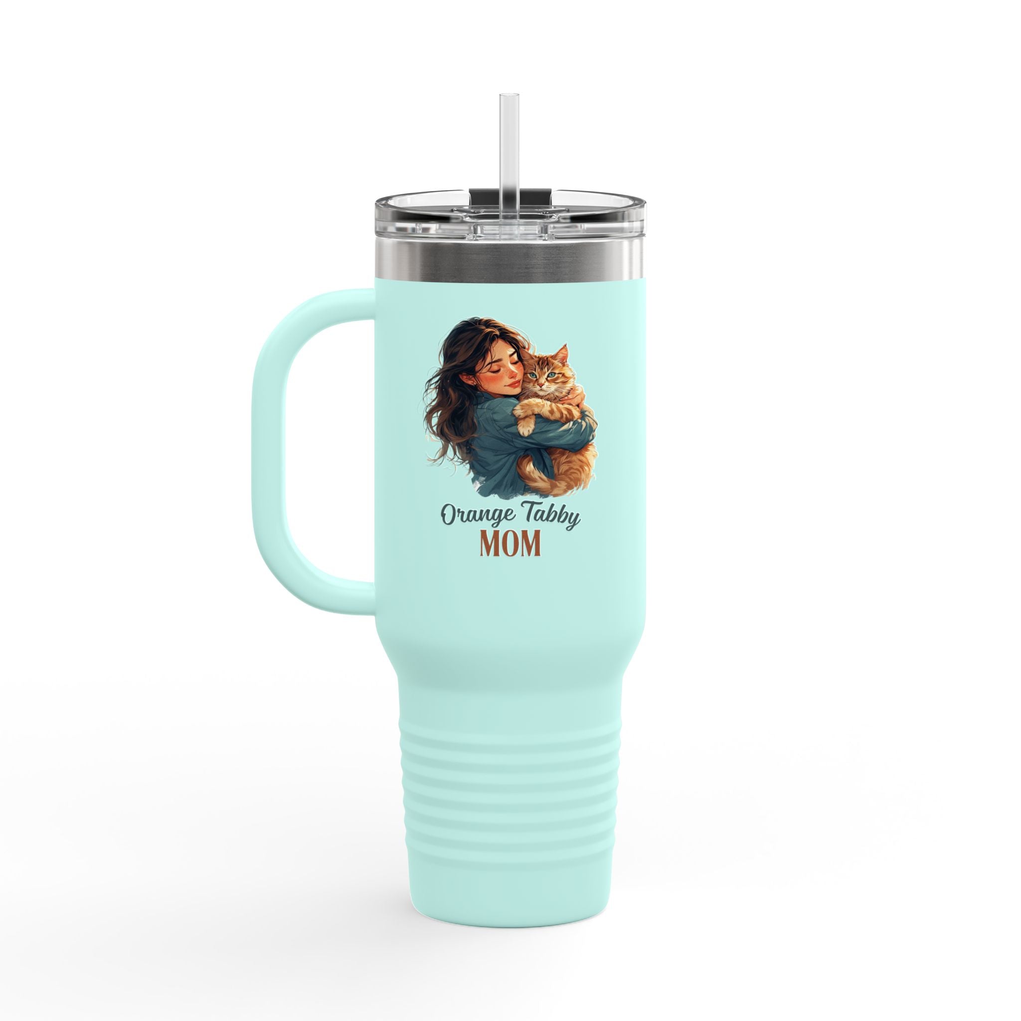 Orange Tabby Mom Cat Lover's Insulated Travel Mug, 40oz - Drinkware, Travel Mugs - EpiAl's Shop