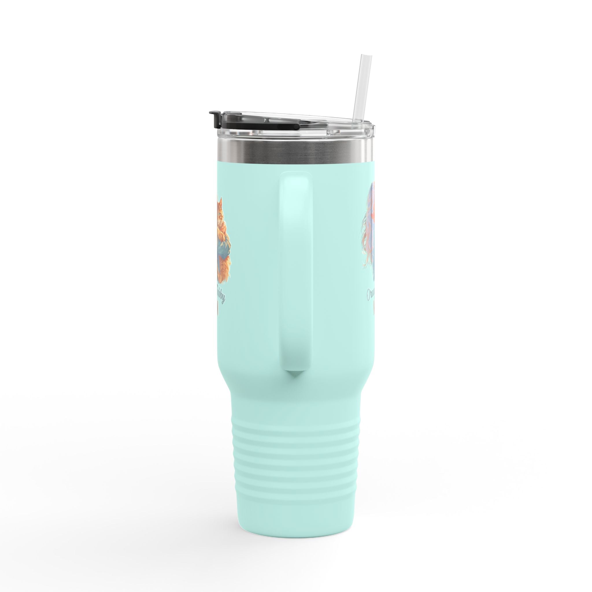 Orange Tabby Mom Cat Lover's Insulated Travel Mug, 40oz - Drinkware, Travel Mugs - EpiAl's Shop