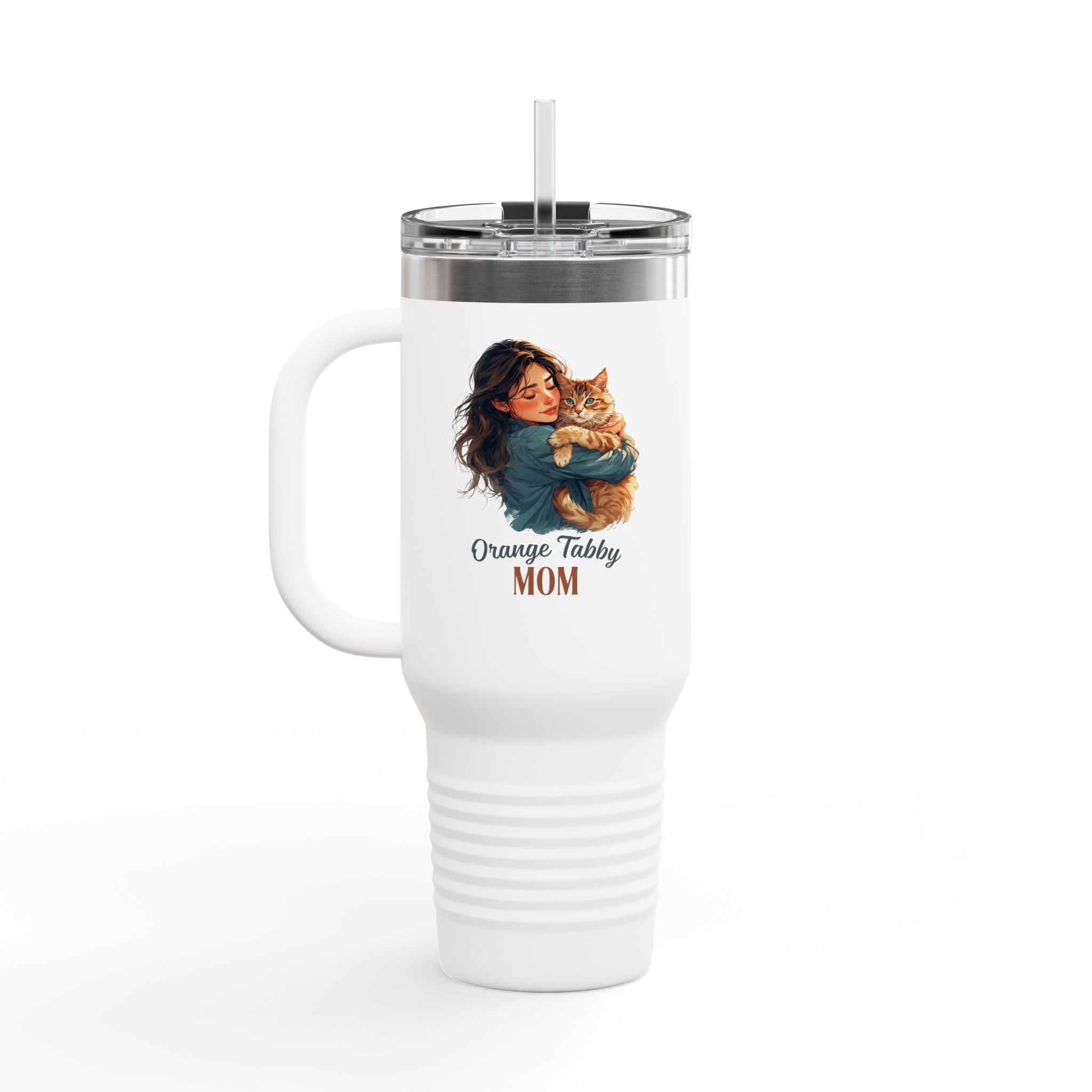 Orange Tabby Mom Cat Lover's Insulated Travel Mug, 40oz - Drinkware, Travel Mugs - EpiAl's Shop