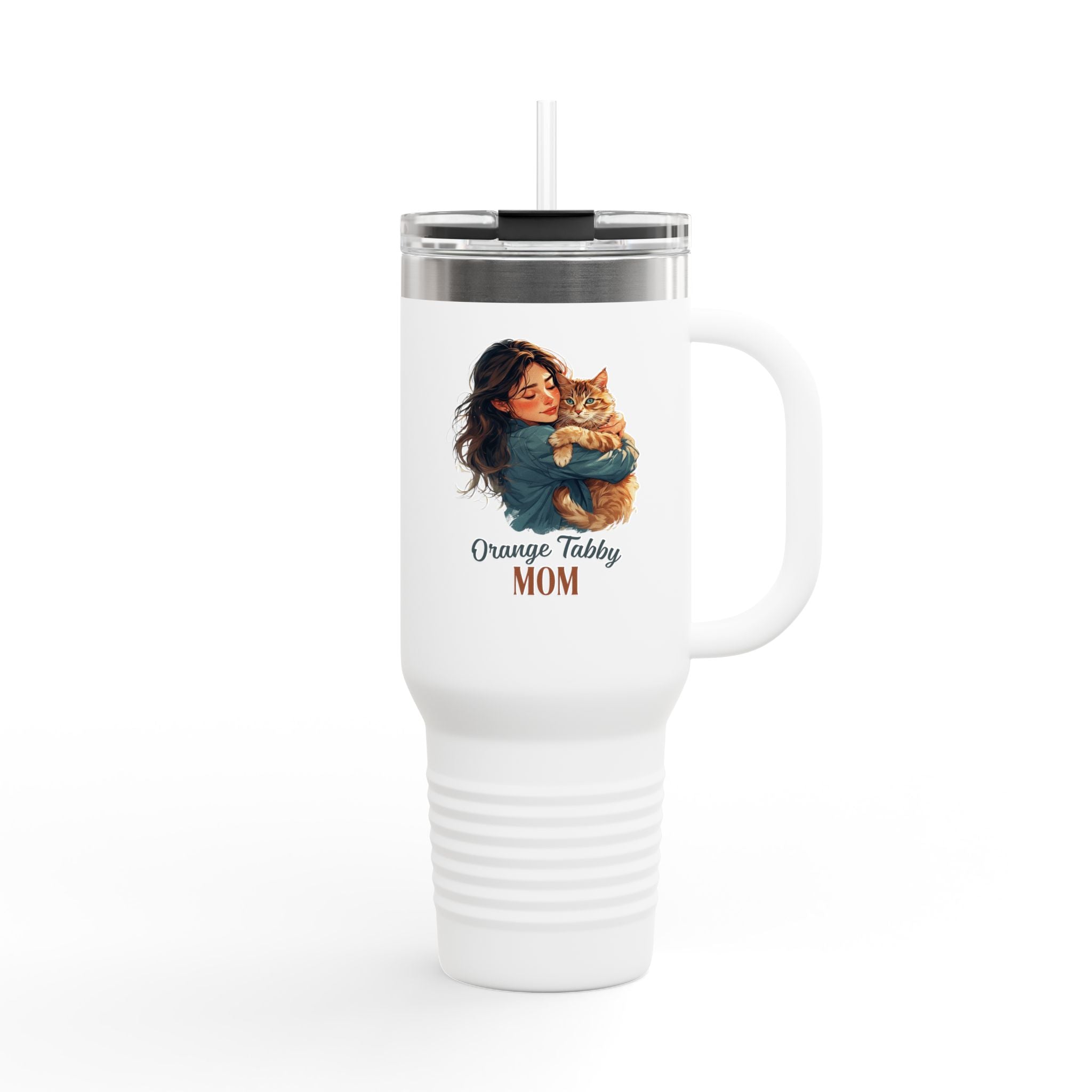 Orange Tabby Mom Cat Lover's Insulated Travel Mug, 40oz - Drinkware, Travel Mugs - EpiAl's Shop