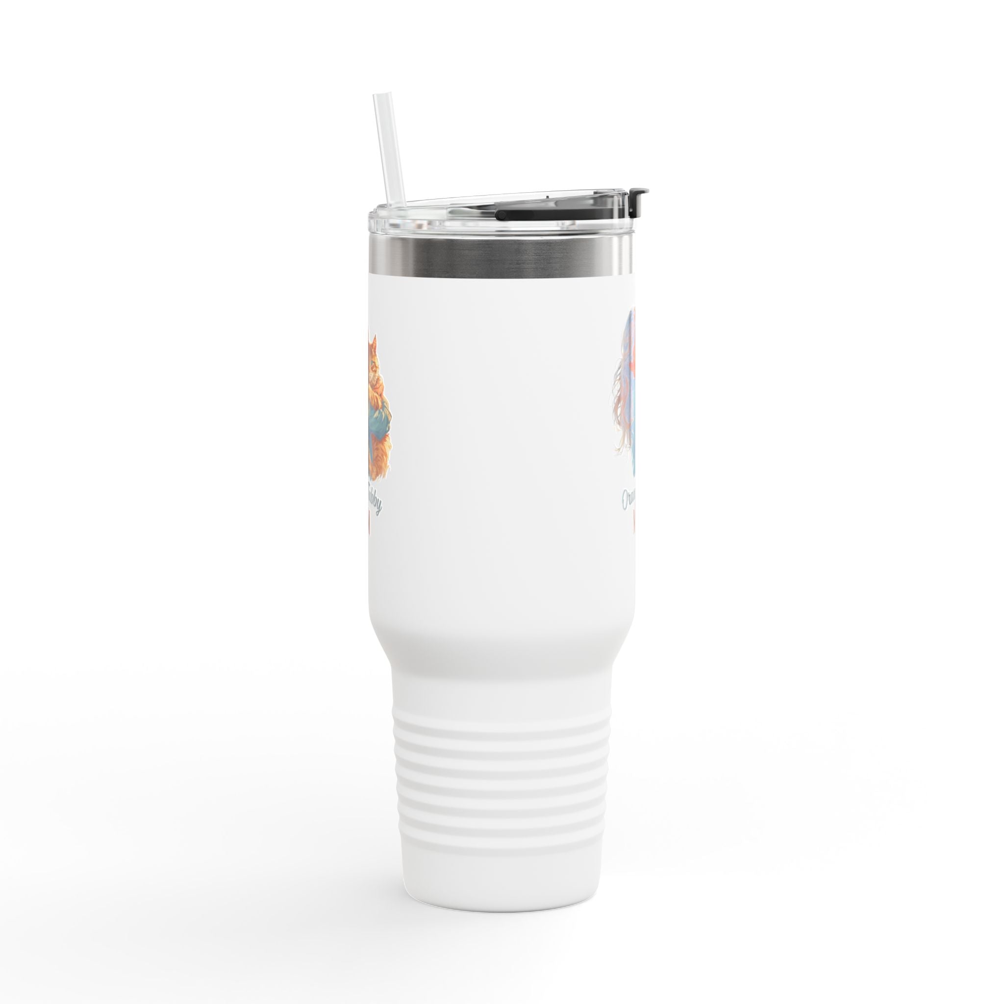 Orange Tabby Mom Cat Lover's Insulated Travel Mug, 40oz - Drinkware, Travel Mugs - EpiAl's Shop