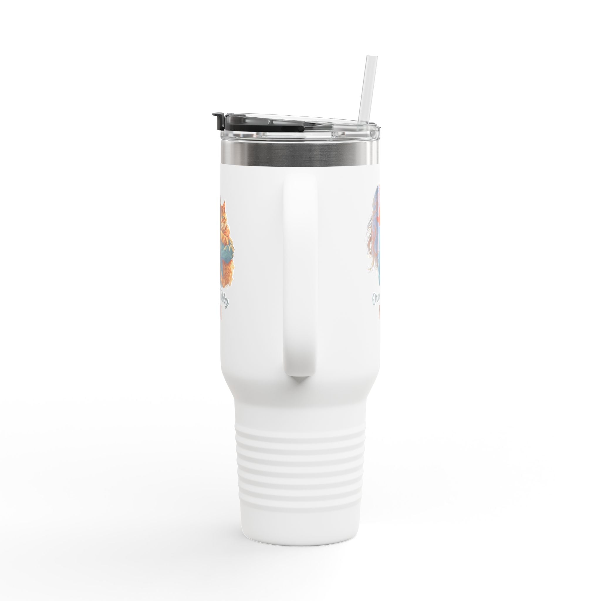 Orange Tabby Mom Cat Lover's Insulated Travel Mug, 40oz - Drinkware, Travel Mugs - EpiAl's Shop