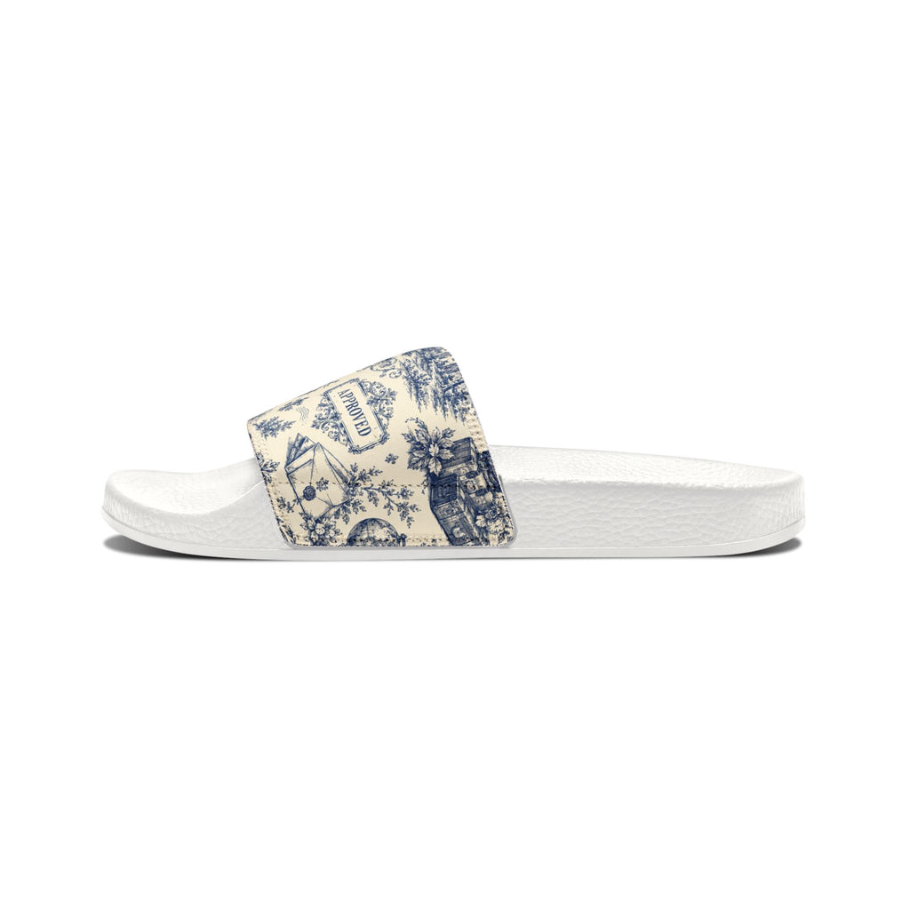Out of Office Blue Toile Slide Sandals (Removable Strap) - Shoes, Sandals - EpiAl's Shop