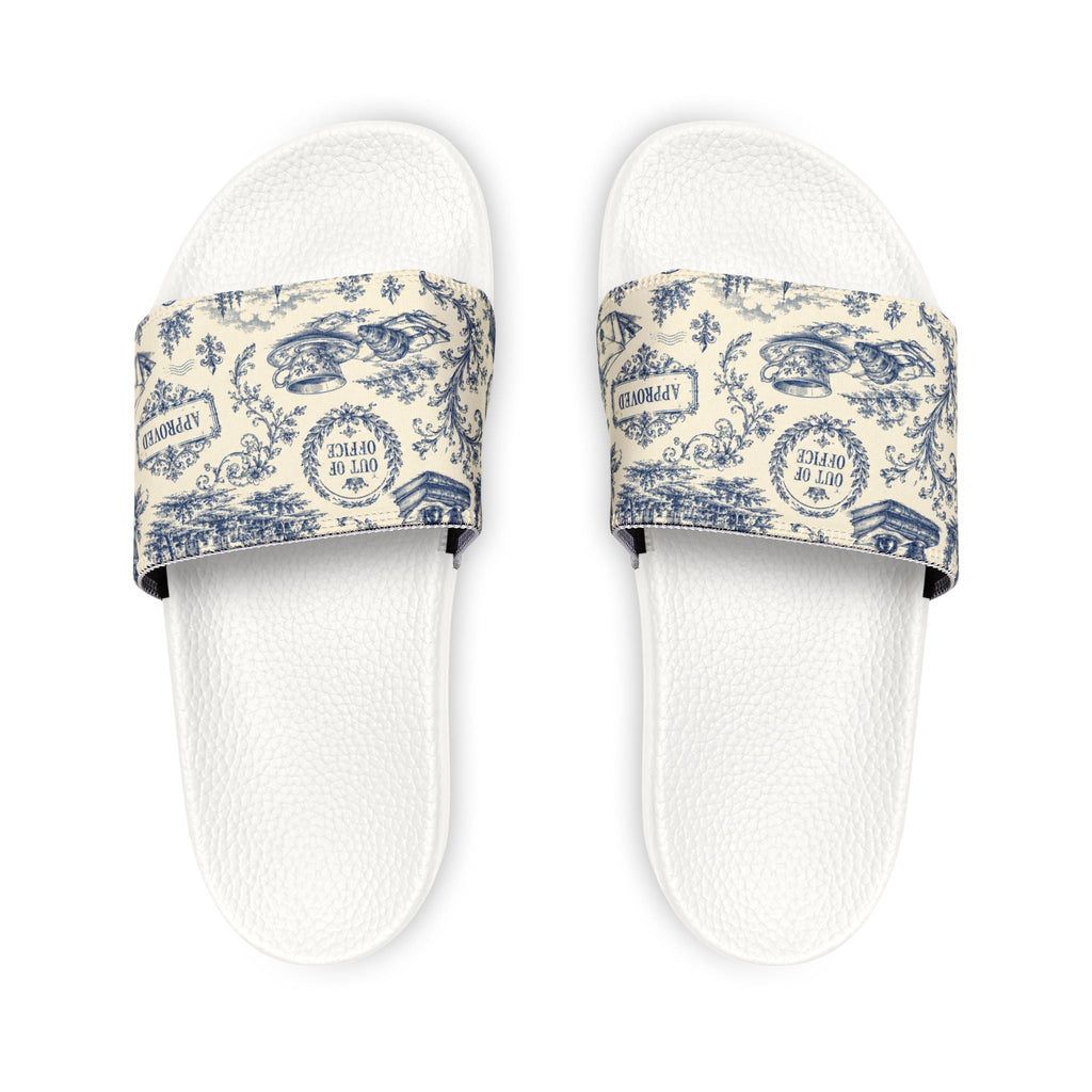 Out of Office Blue Toile Slide Sandals (Removable Strap) - Shoes, Sandals - EpiAl's Shop