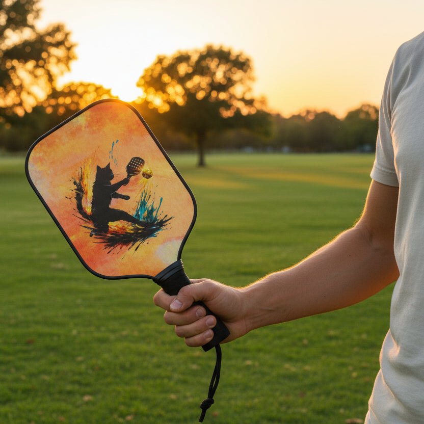 Paint-Splash Pickleball Paddle Set – Artistic Cat Silhouette Paddleball Game - Toys & Games, Pickleball - EpiAl's Shop