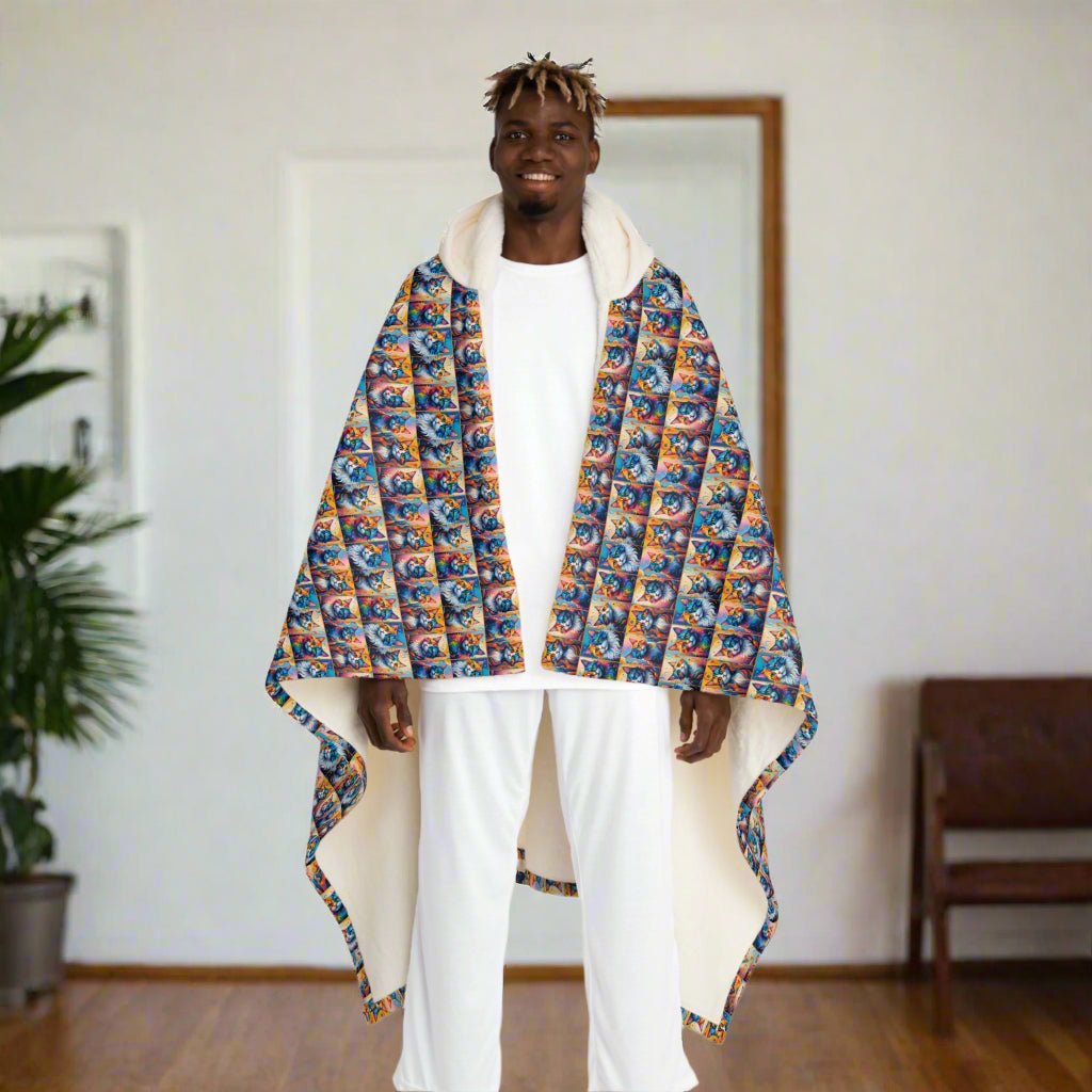 Painted Kitties Cozy Hooded Sherpa Fleece Blanket - Decor, Blankets & Comforters - EpiAl's Shop