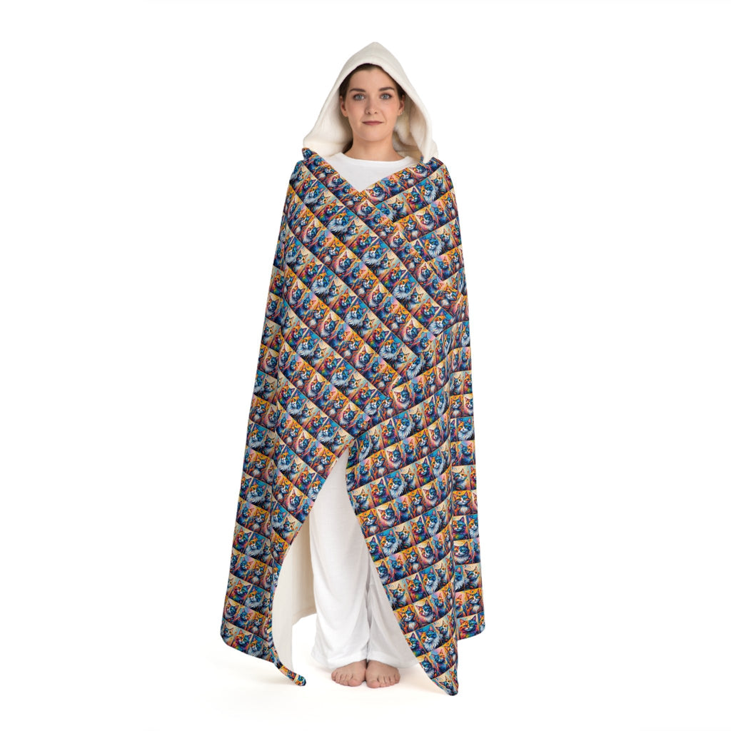 Painted Kitties Cozy Hooded Sherpa Fleece Blanket - Decor, Blankets & Comforters - EpiAl's Shop