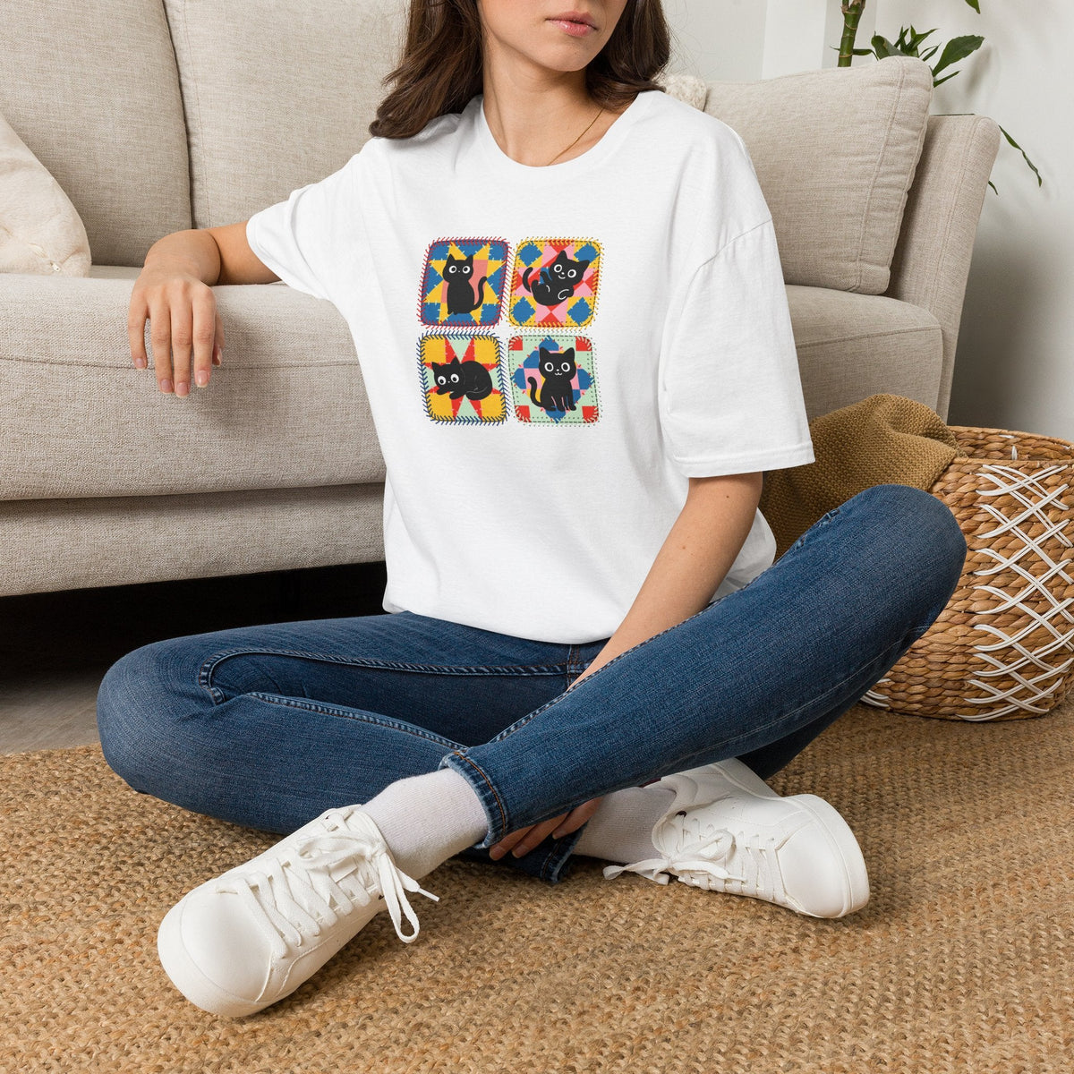 Patchwork Black Cats T-Shirt - Clothing, Unisex, T-Shirts - EpiAl's Shop