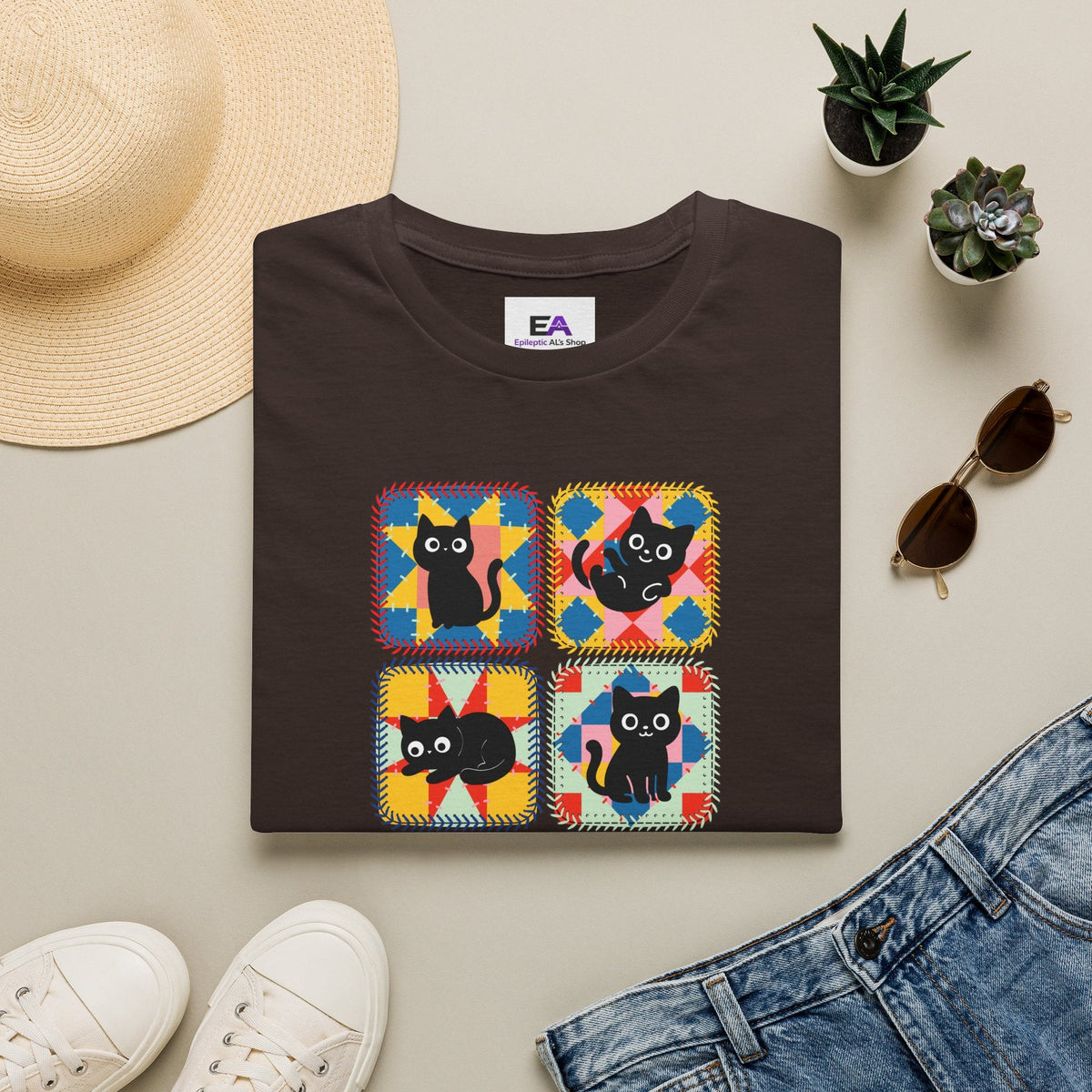 Patchwork Black Cats T-Shirt - Clothing, Unisex, T-Shirts - EpiAl's Shop