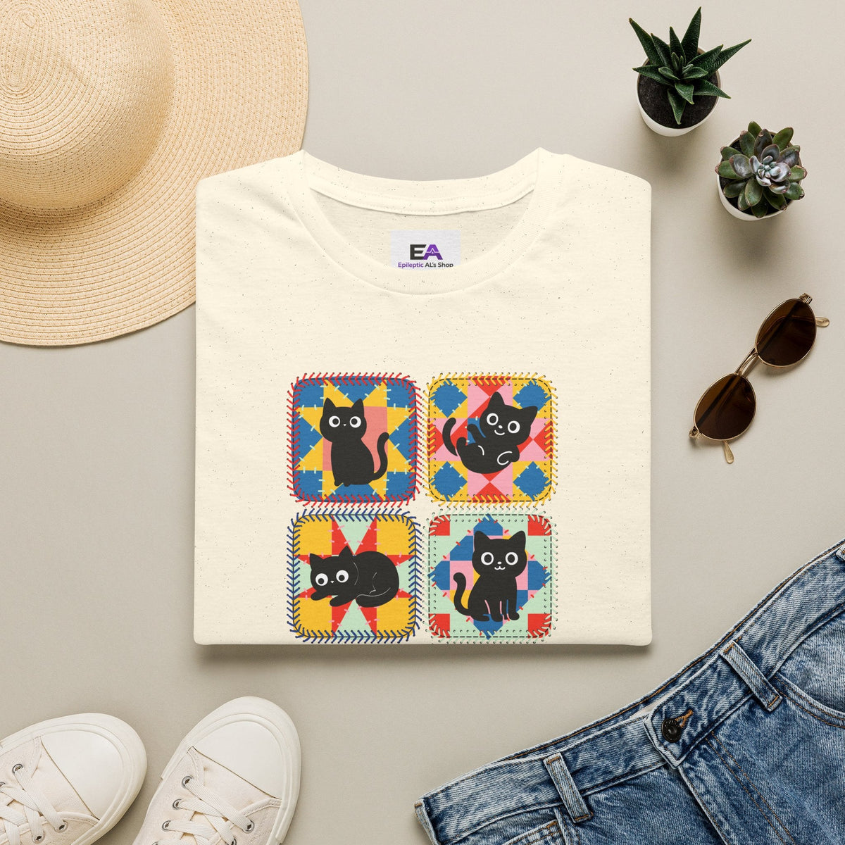 Patchwork Black Cats T-Shirt - Clothing, Unisex, T-Shirts - EpiAl's Shop